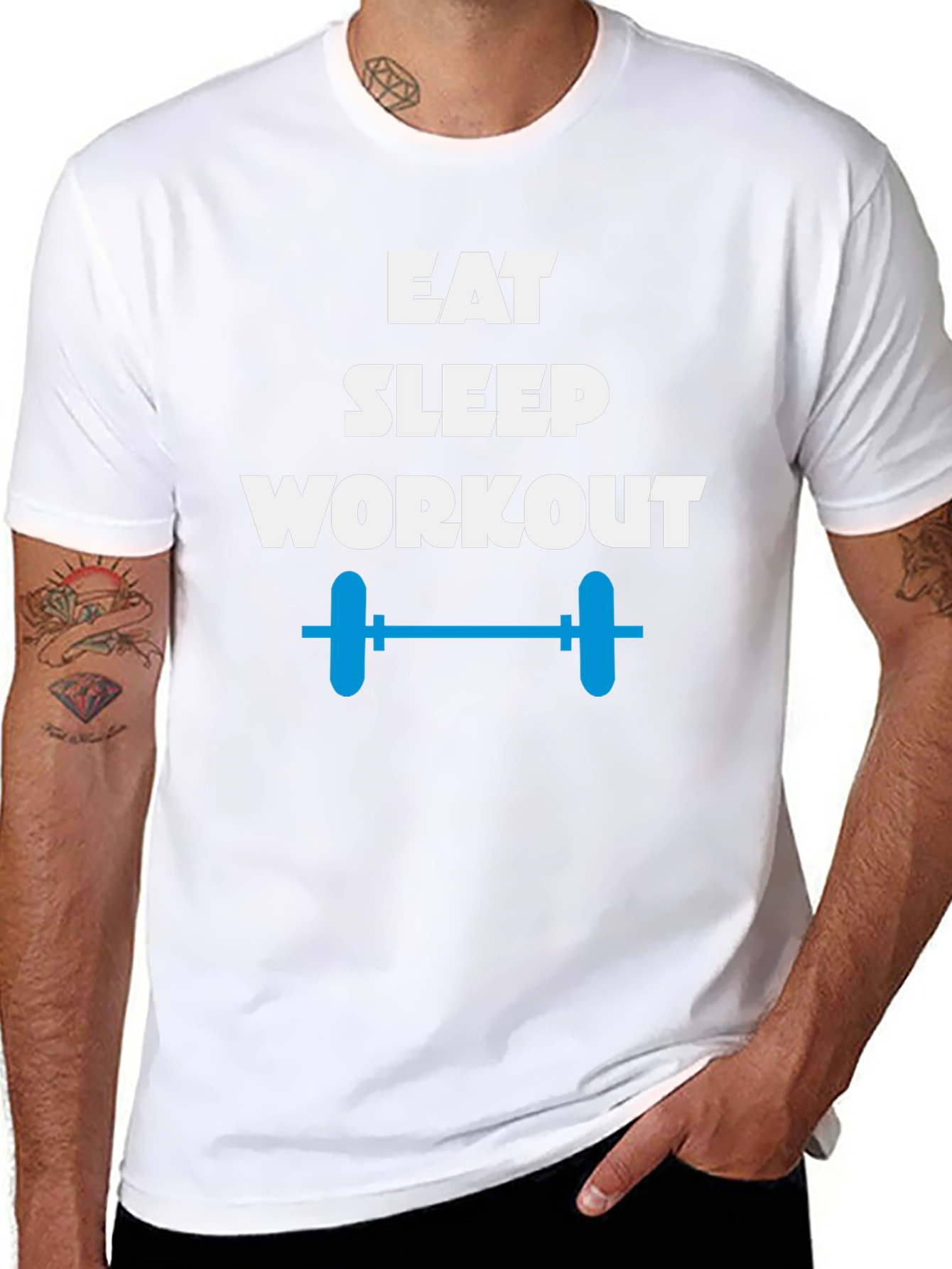 Eat Sleep Workout Black T-Shirt Gym Fitness Tee