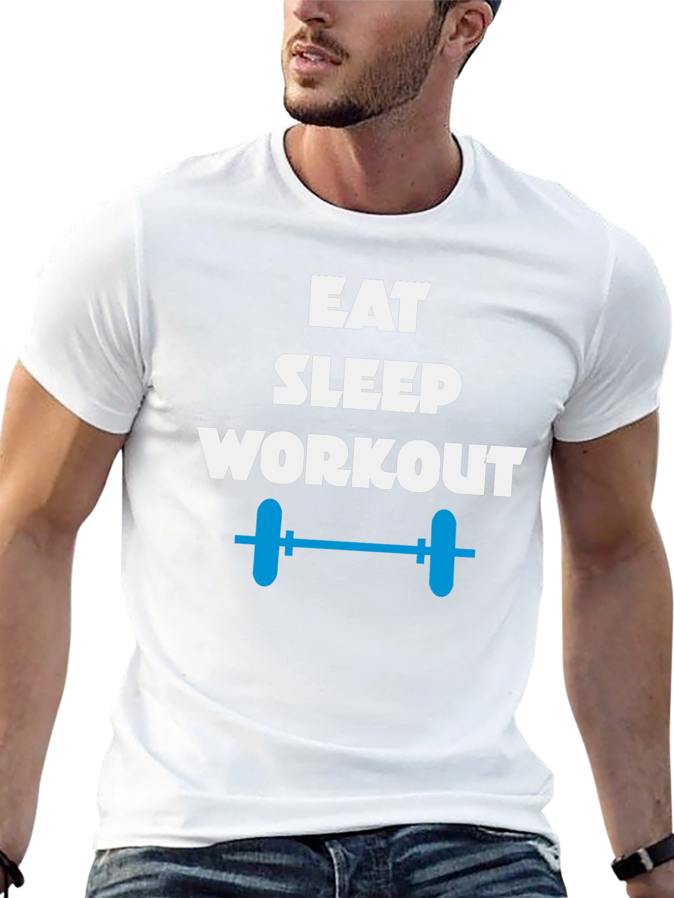 Eat Sleep Workout Black T-Shirt Gym Fitness Tee