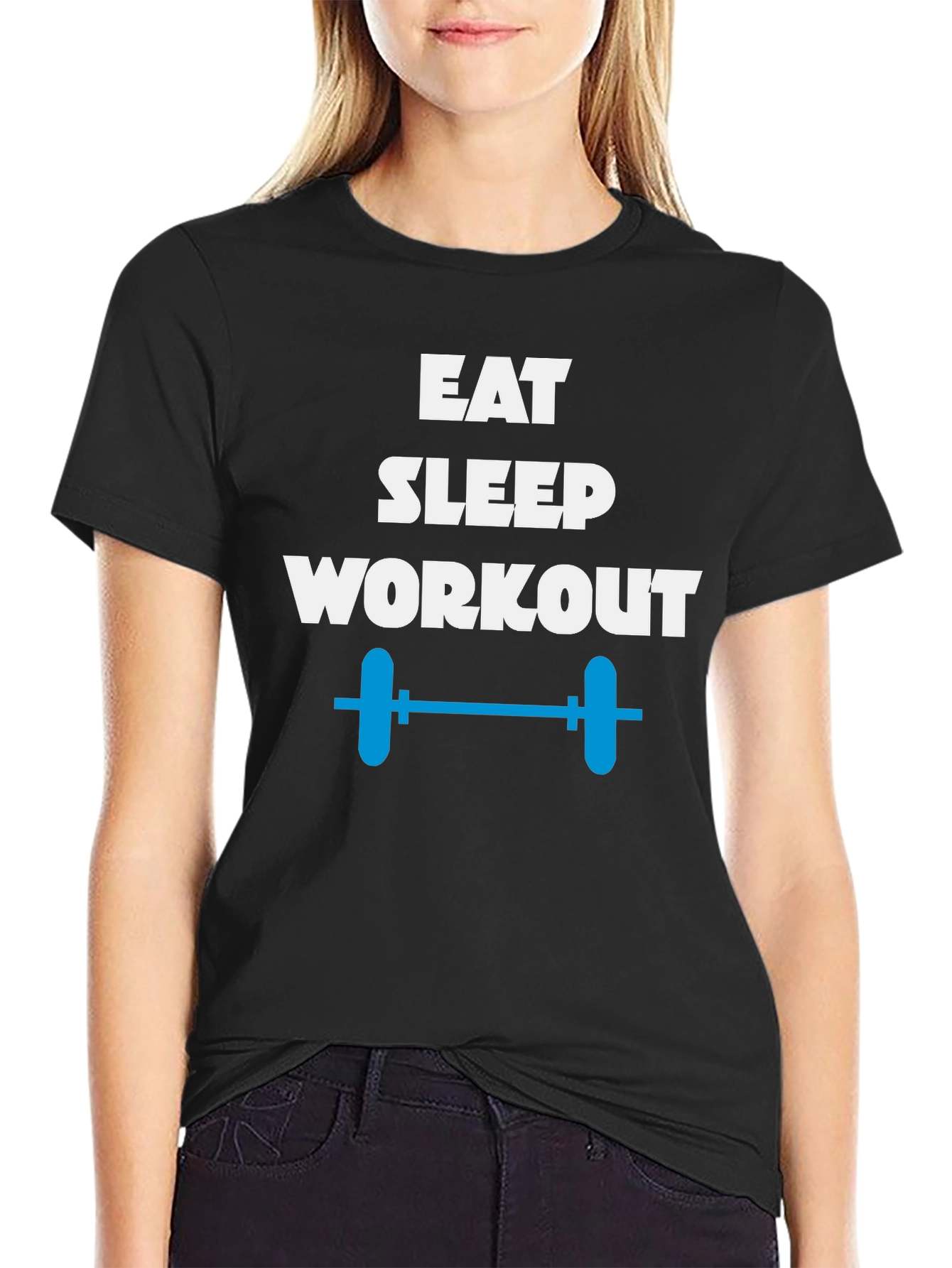 Eat Sleep Workout Black T-Shirt Gym Fitness Tee