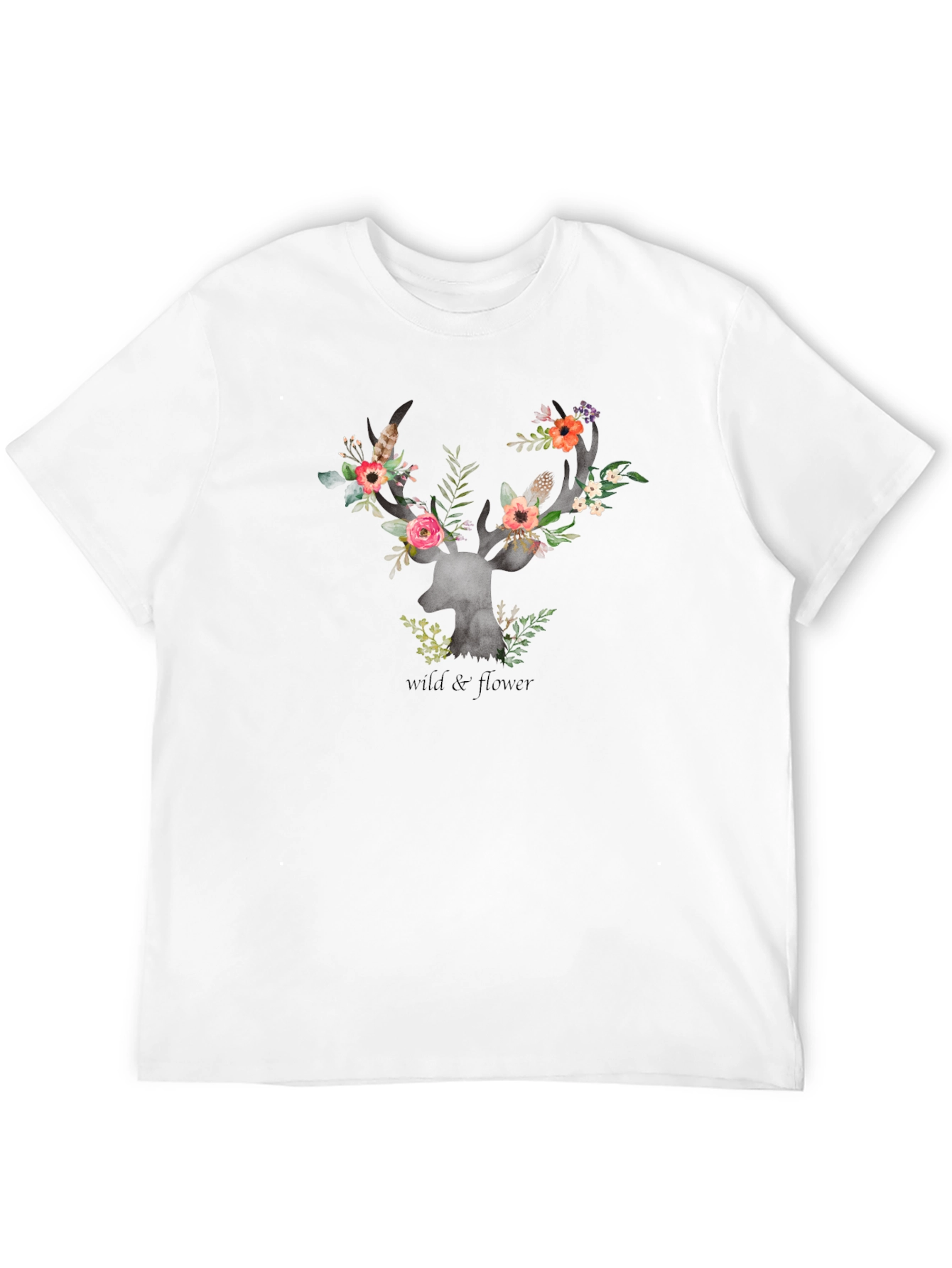 Wildflower Deer Graphic Tee - Stylish Unisex T-Shirt