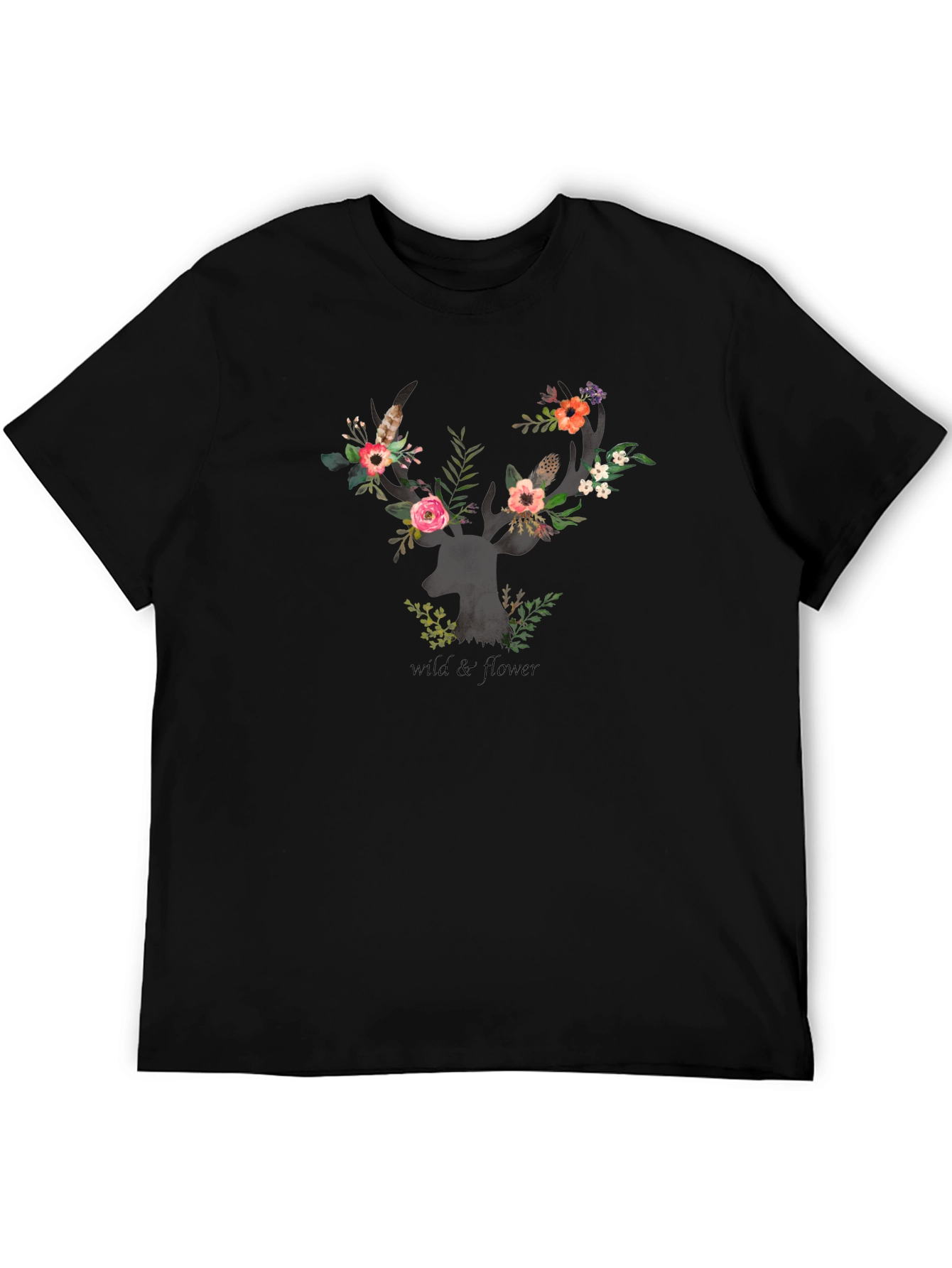 Wildflower Deer Graphic Tee - Stylish Unisex T-Shirt