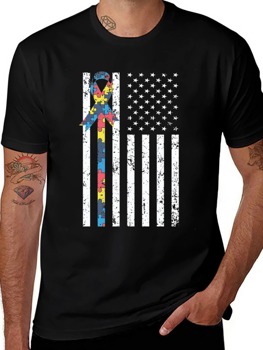 Autism Awareness USA Flag T-Shirt