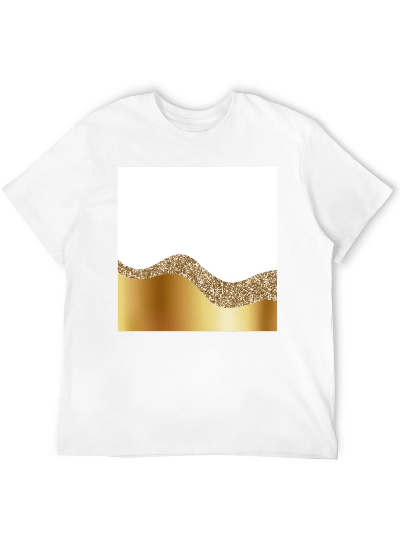 Stylish Black Tee with Gold Wave Design