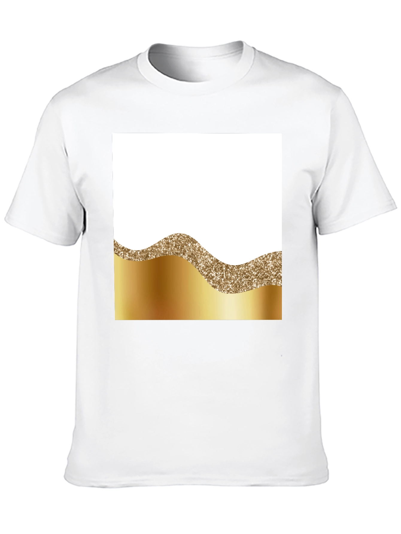 Stylish Black Tee with Gold Wave Design