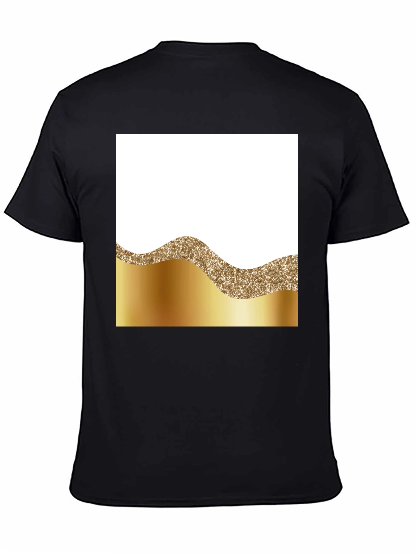 Stylish Black Tee with Gold Wave Design