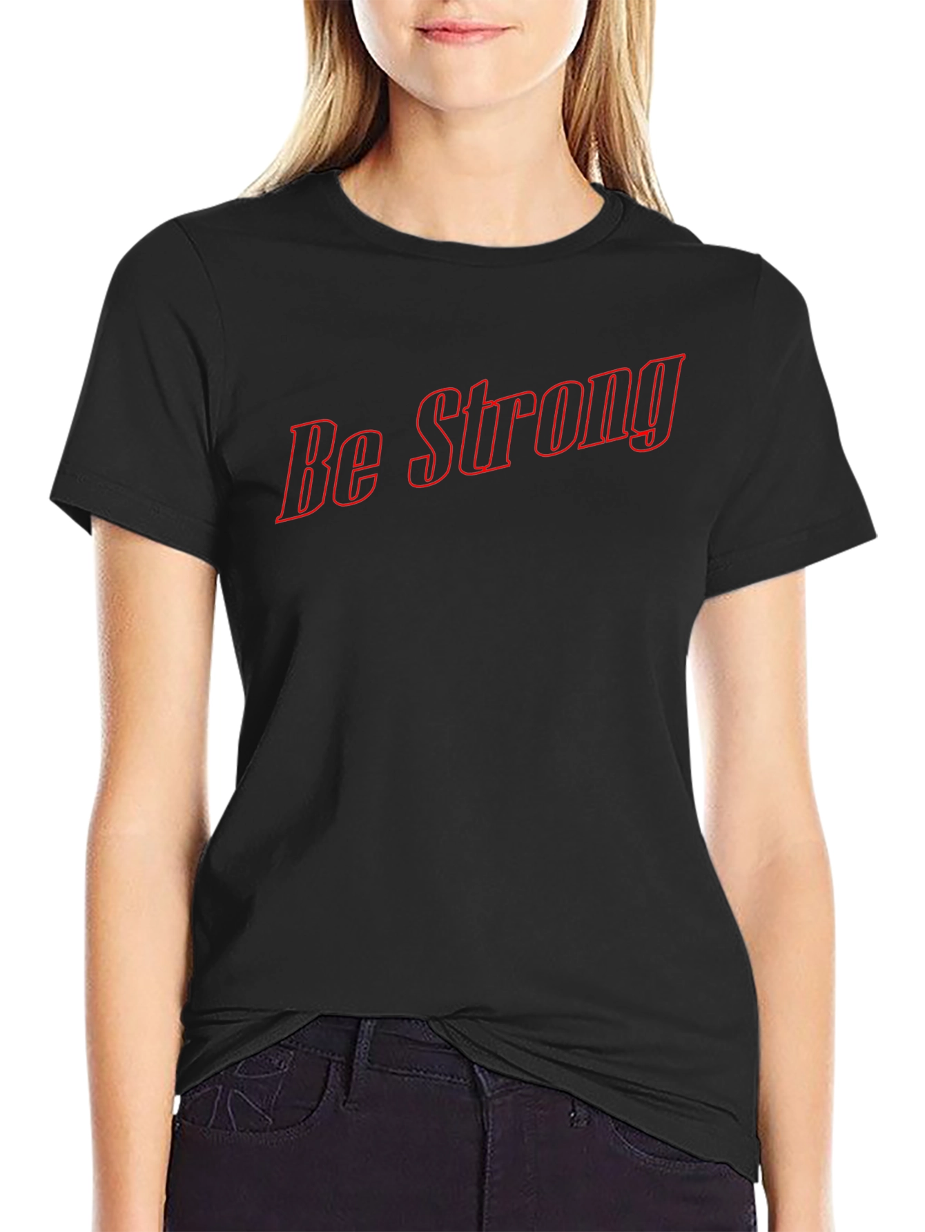 Be Strong Black Graphic T-Shirt