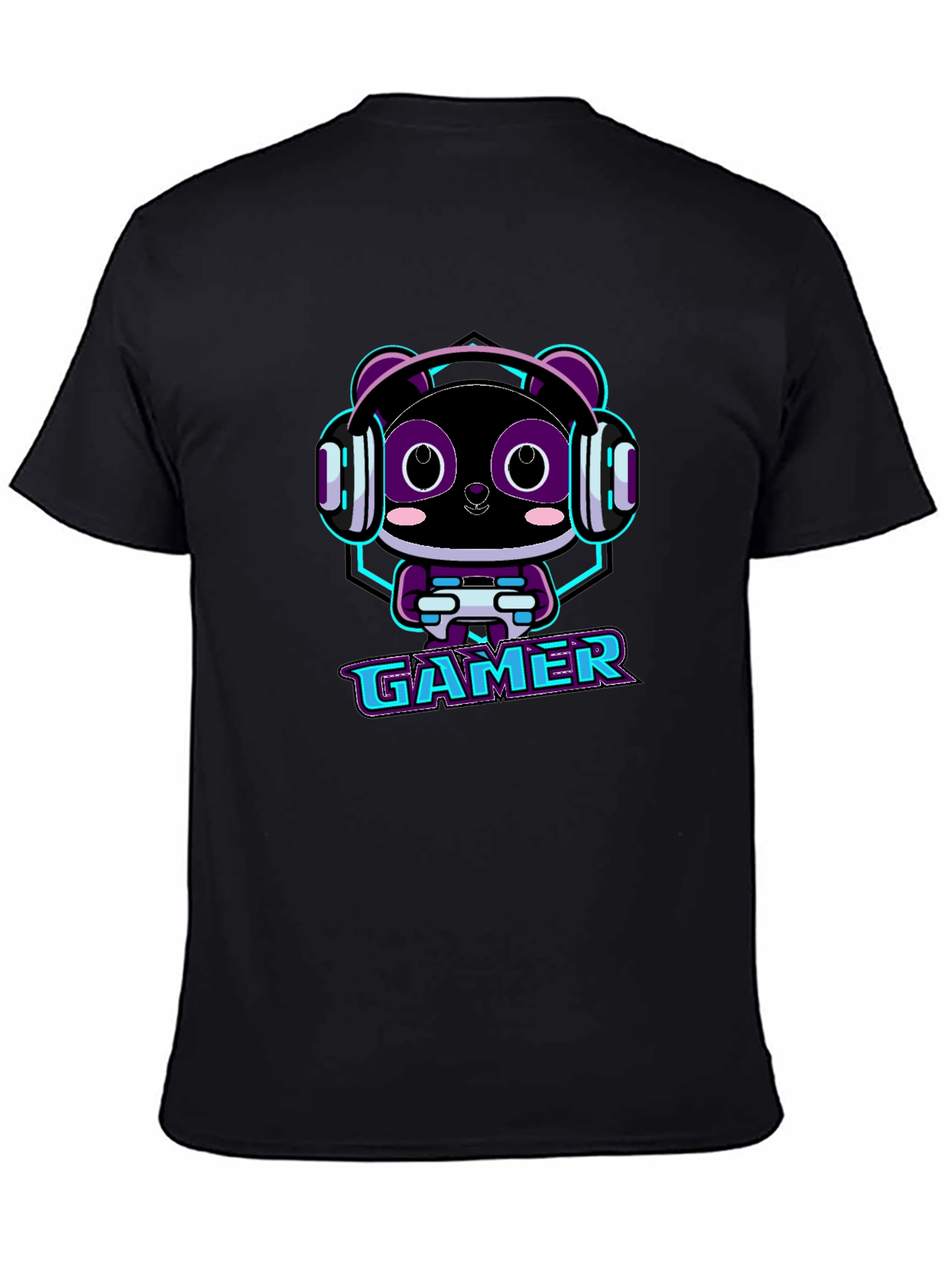 Gamer Panda Graphic T-Shirt - Black Cotton Tee