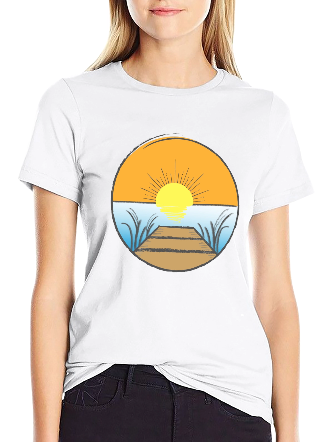 Sunset Dock Graphic Tee - Stylish Comfort
