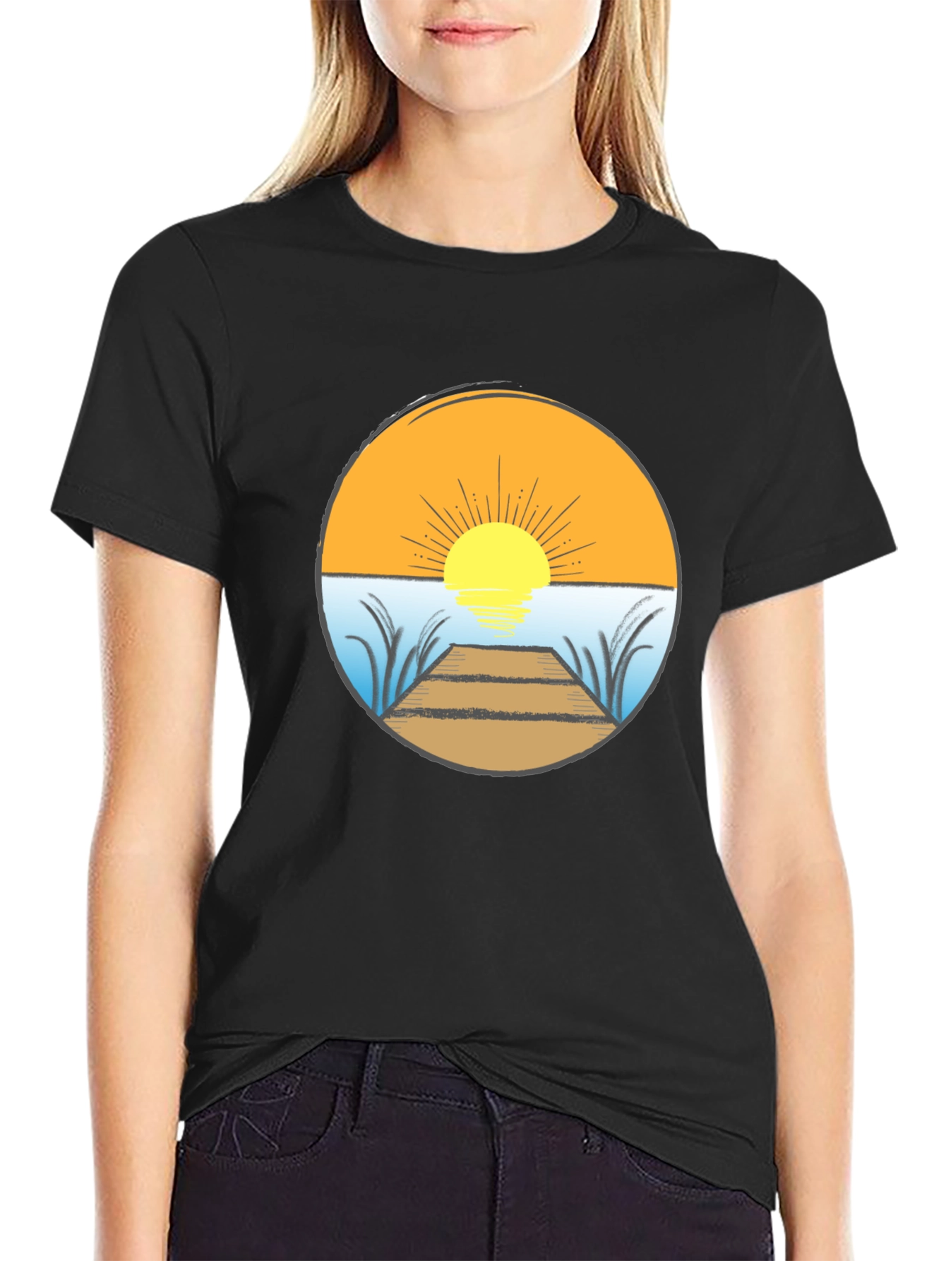 Sunset Dock Graphic Tee - Stylish Comfort