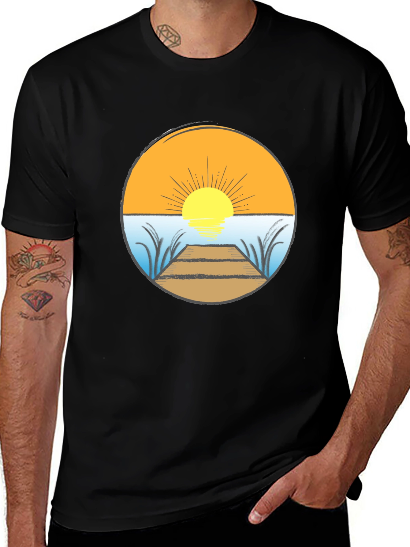 Sunset Dock Graphic Tee - Stylish Comfort