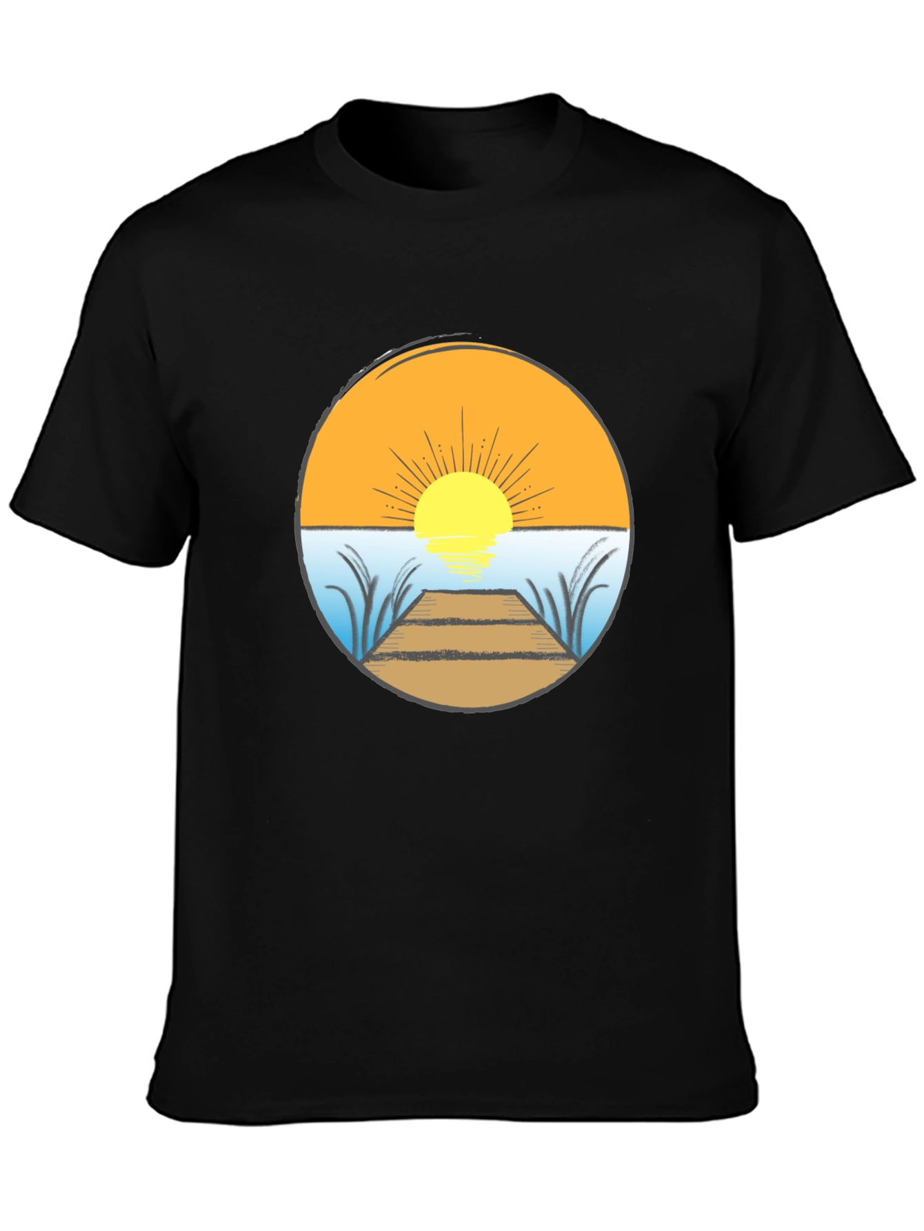 Sunset Dock Graphic Tee - Stylish Comfort