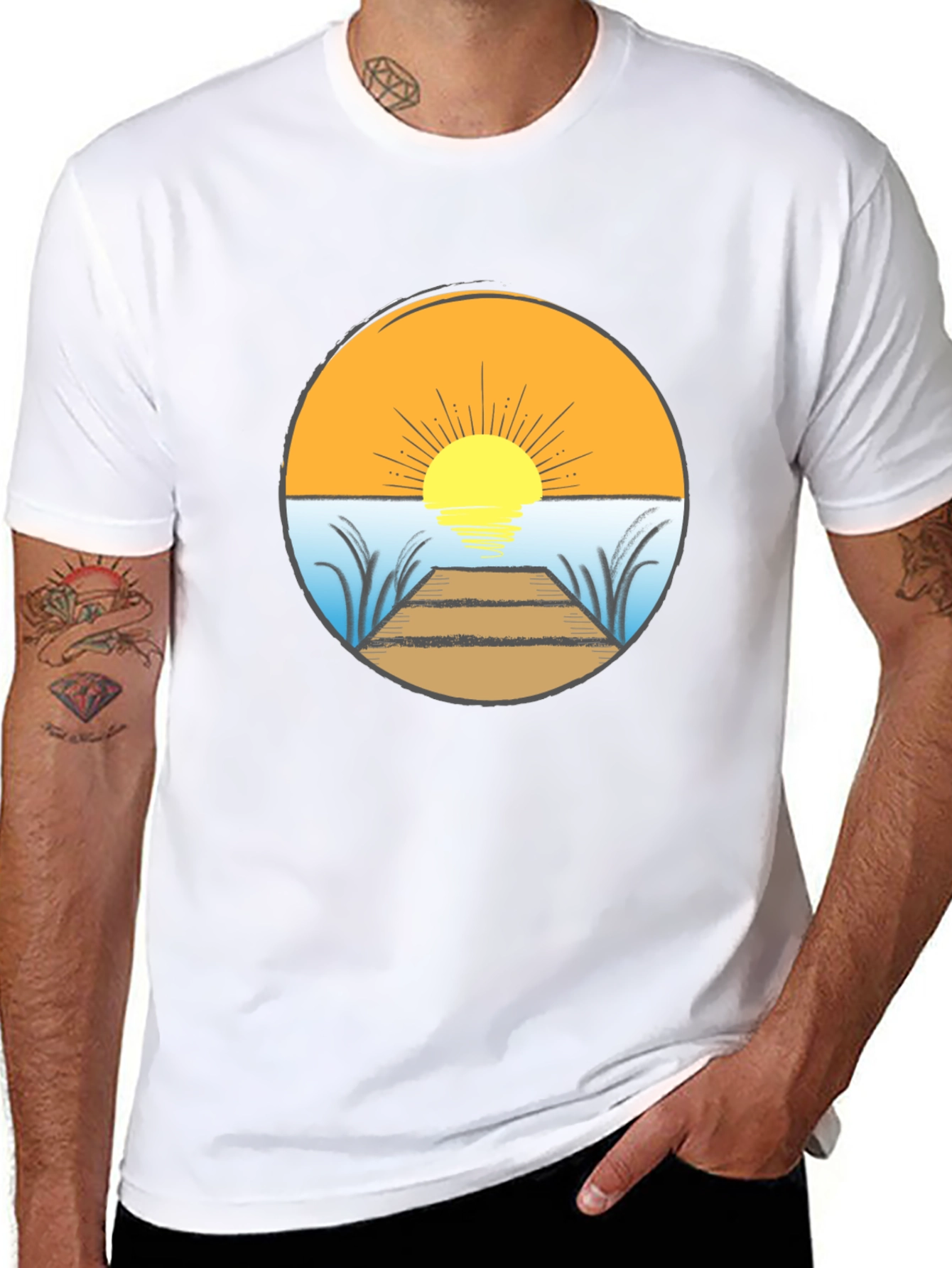 Sunset Dock Graphic Tee - Stylish Comfort