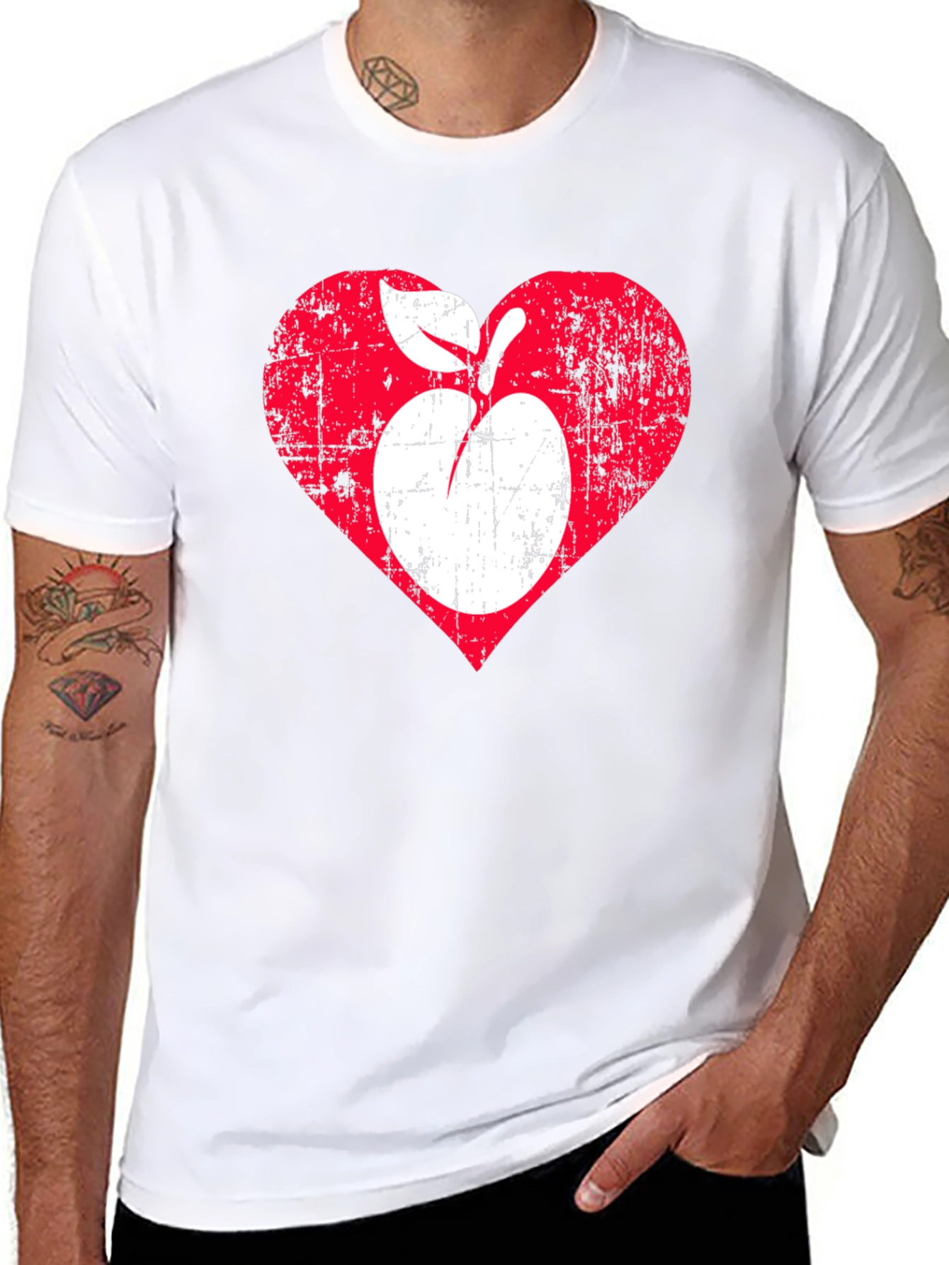 Distressed Apple Heart Graphic T-Shirt