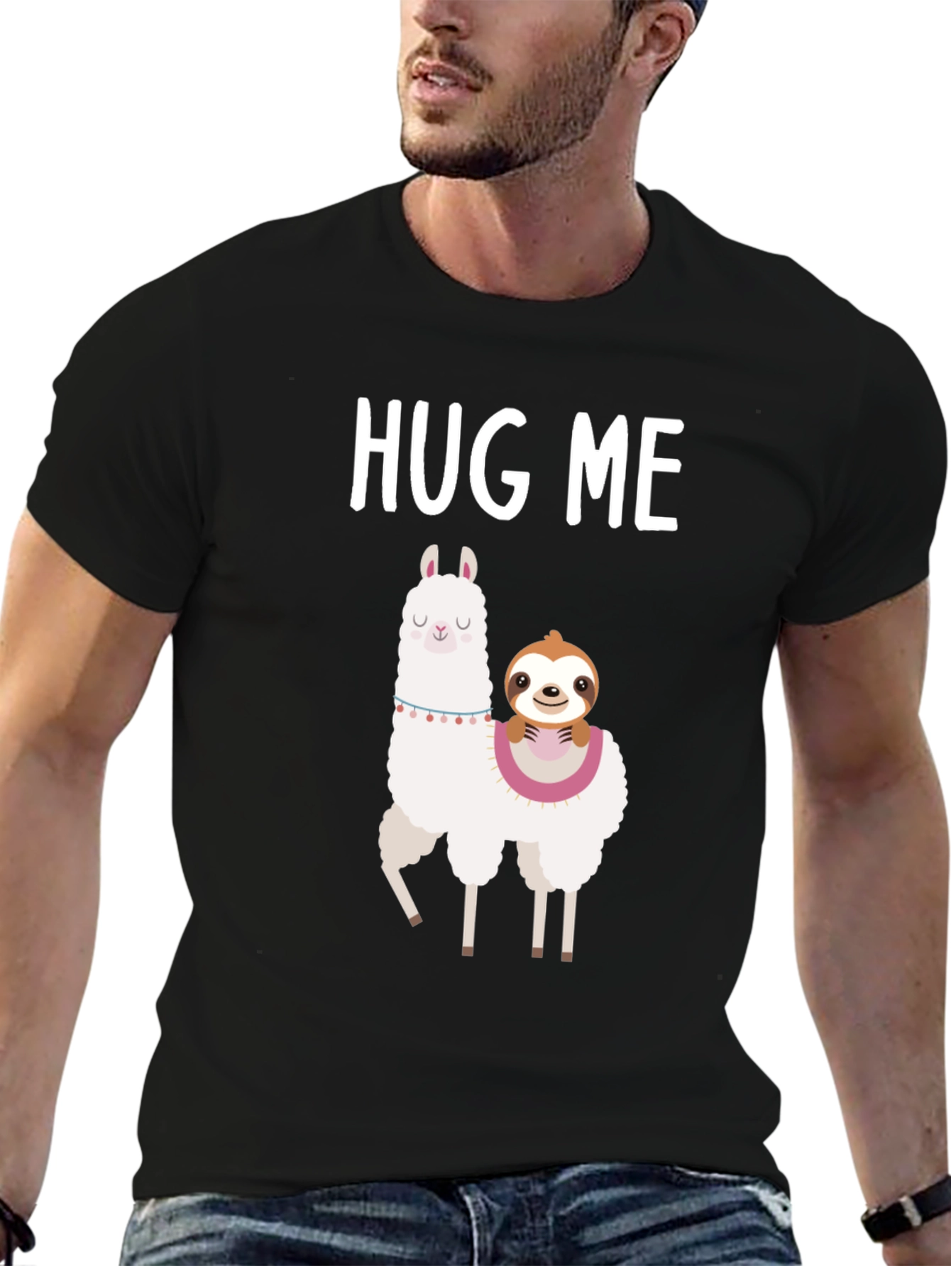 Hug Me Llama and Sloth Graphic Tee