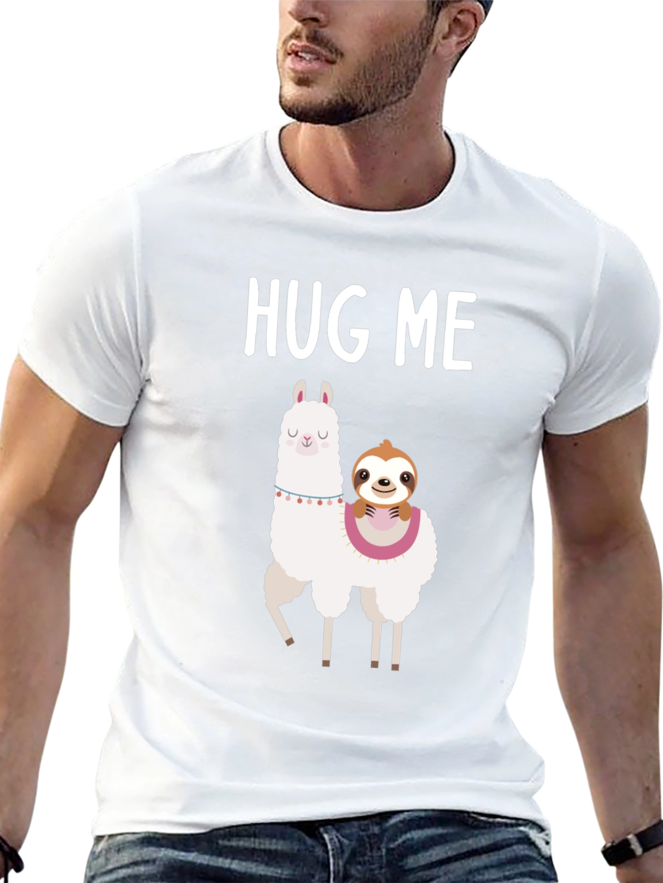 Hug Me Llama and Sloth Graphic Tee
