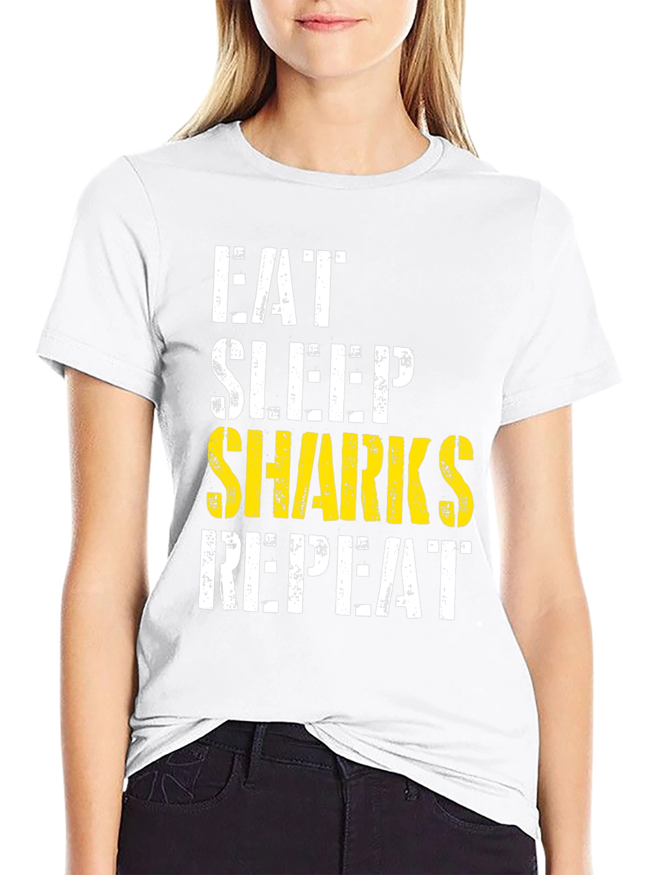 Eat Sleep Sharks Repeat Graphic Tee