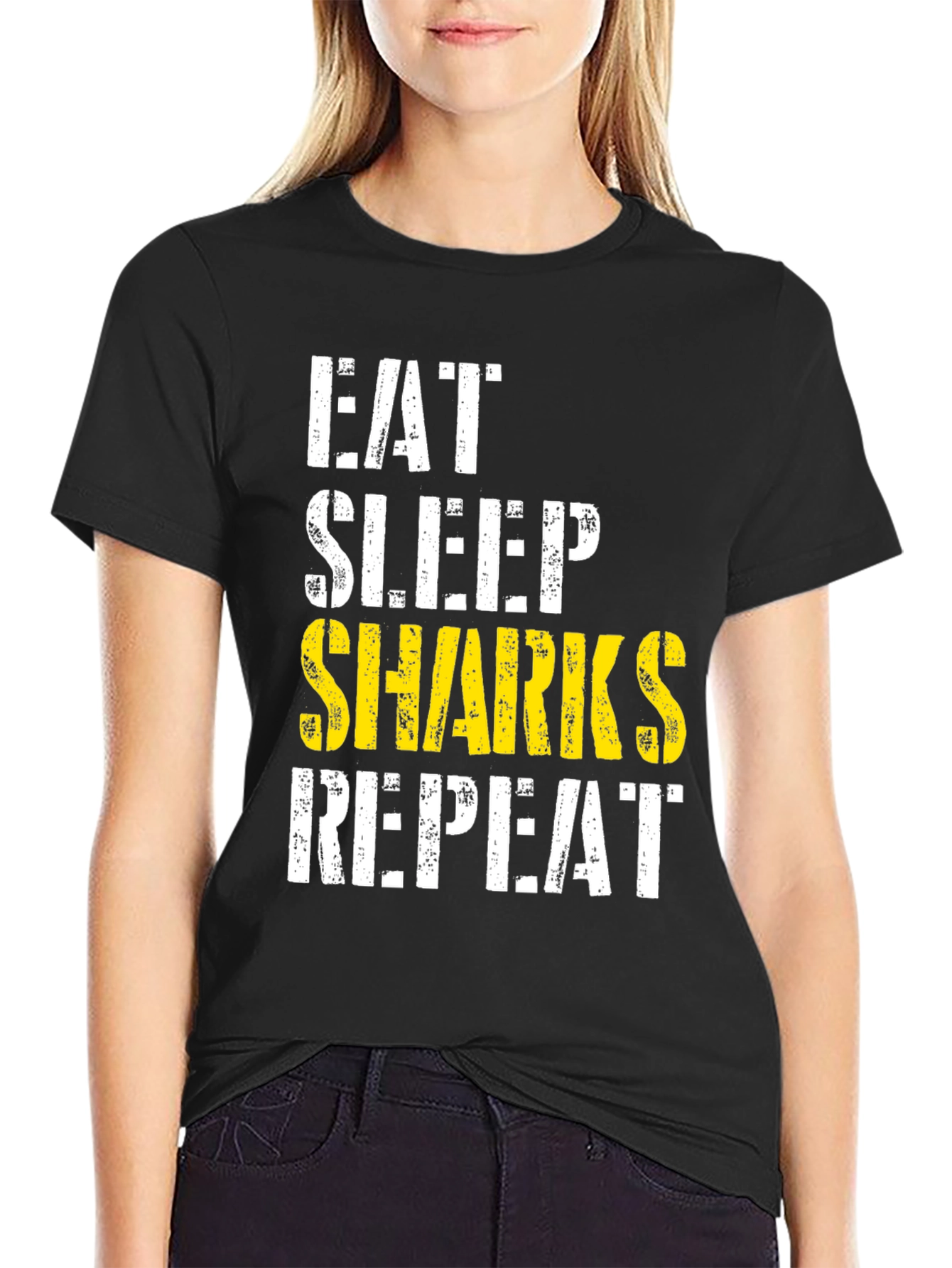 Eat Sleep Sharks Repeat Graphic Tee