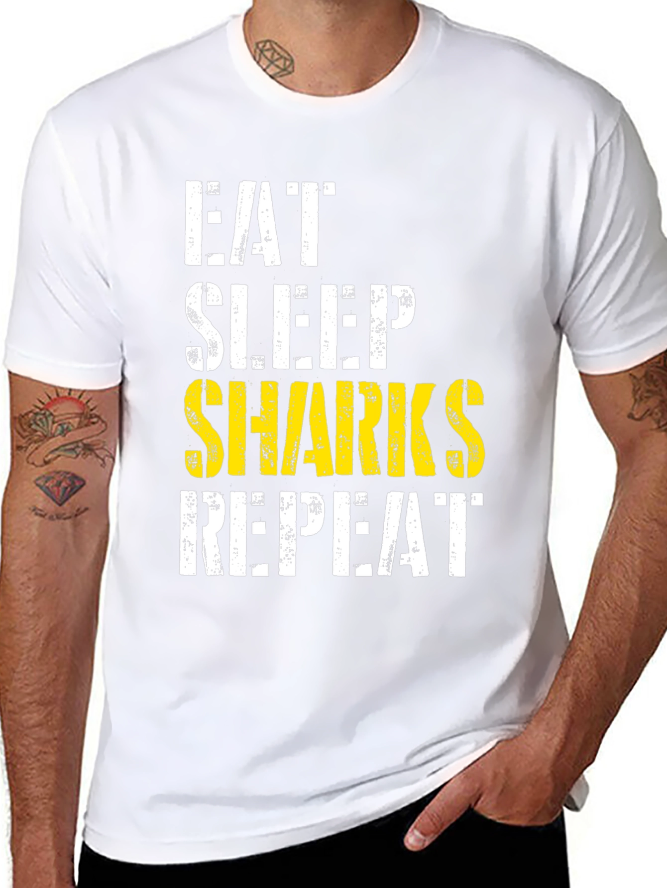 Eat Sleep Sharks Repeat Graphic Tee