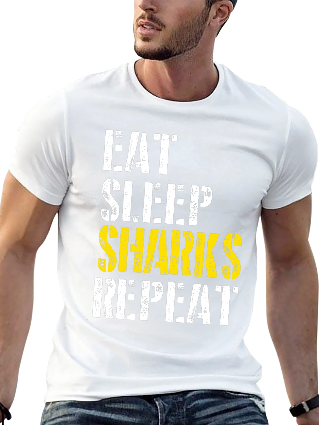 Eat Sleep Sharks Repeat Graphic Tee