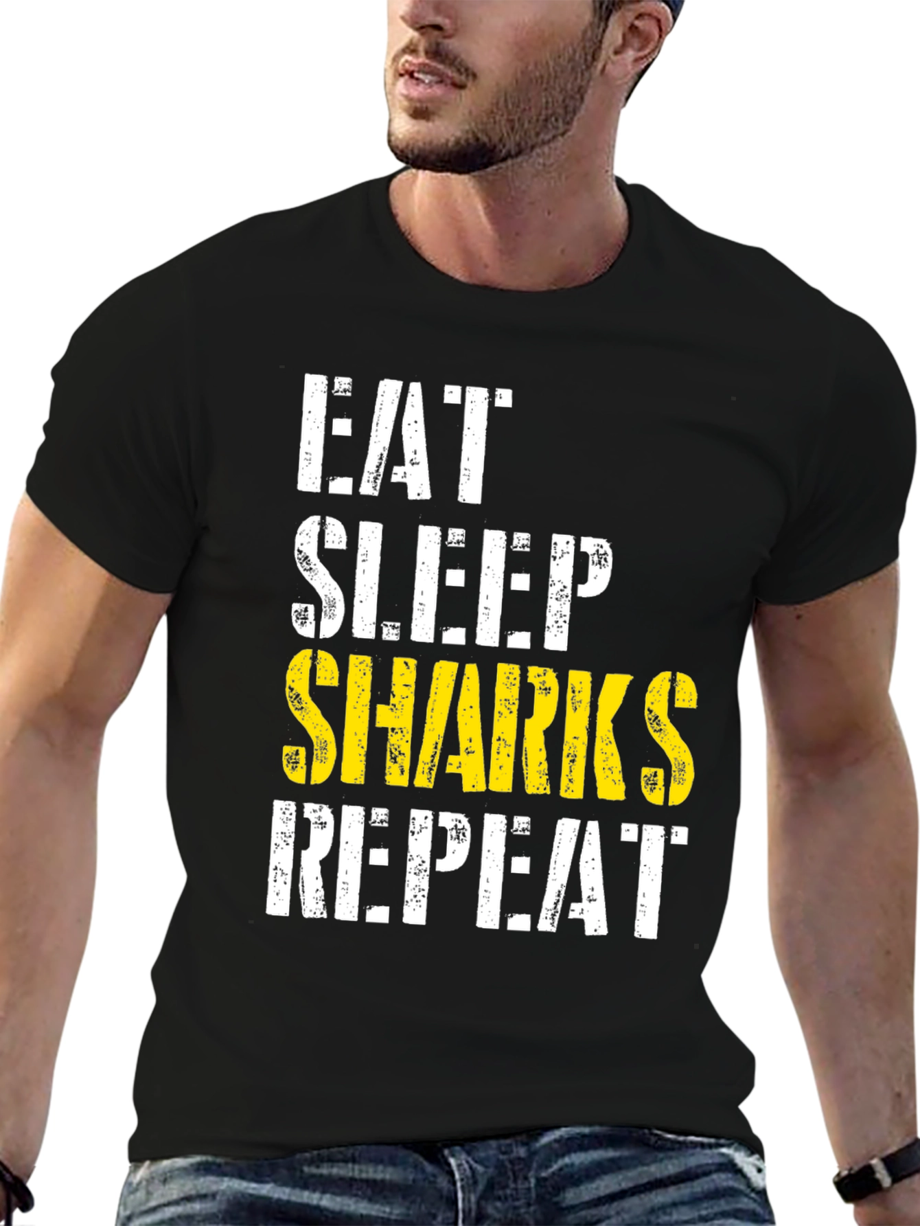 Eat Sleep Sharks Repeat Graphic Tee