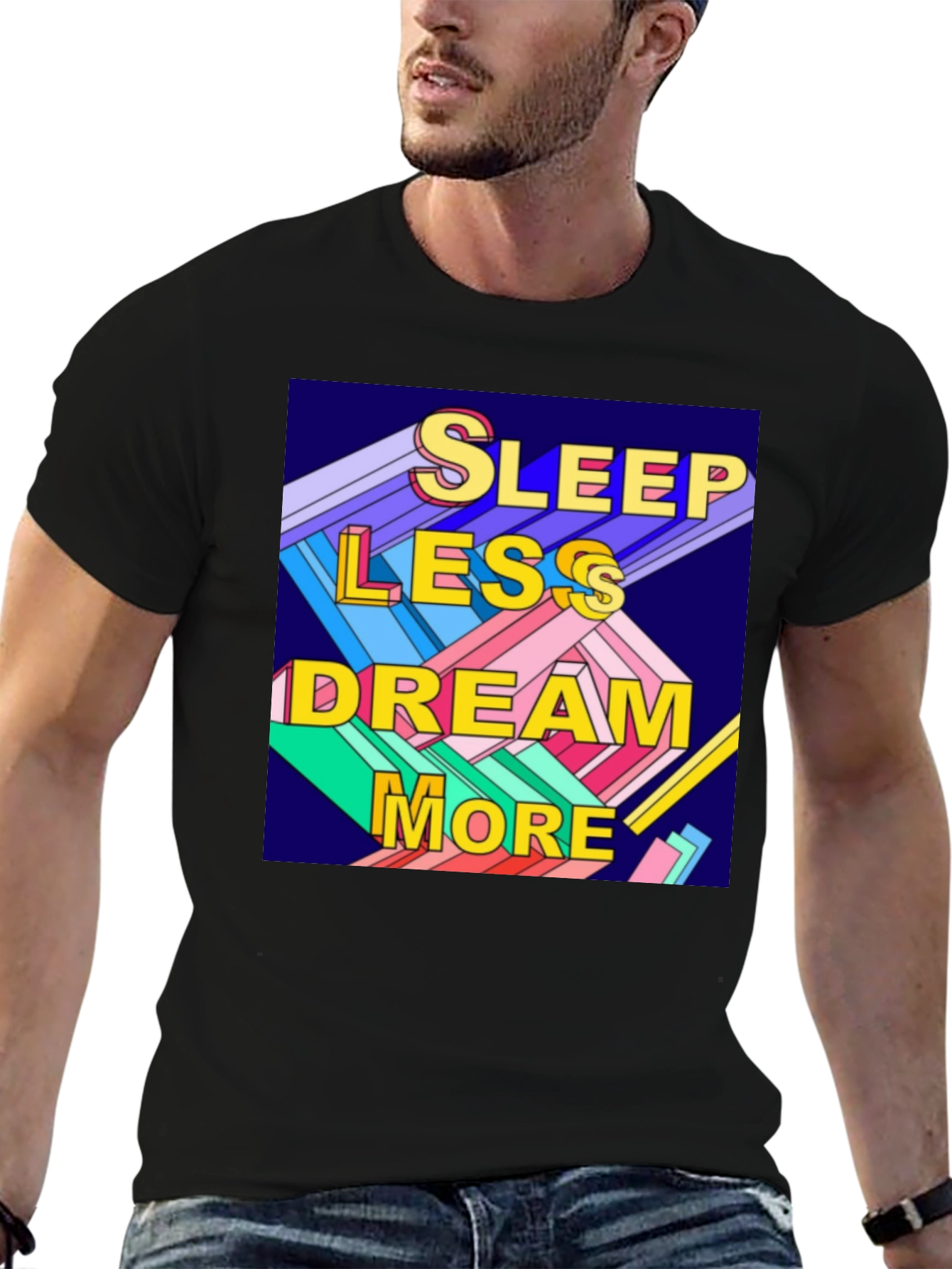 Sleep Less Dream More Graphic Tee - Black