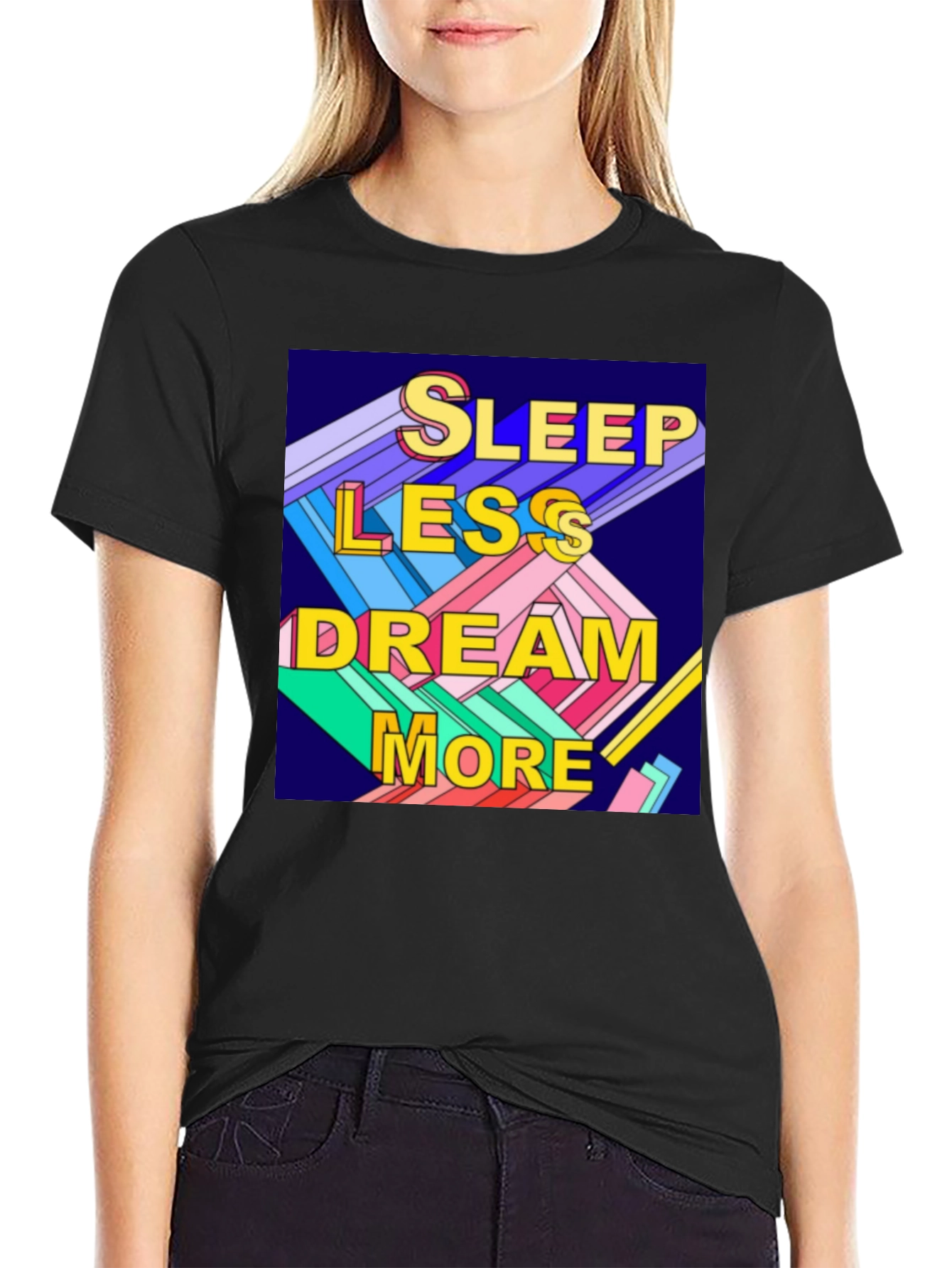 Sleep Less Dream More Graphic Tee - Black