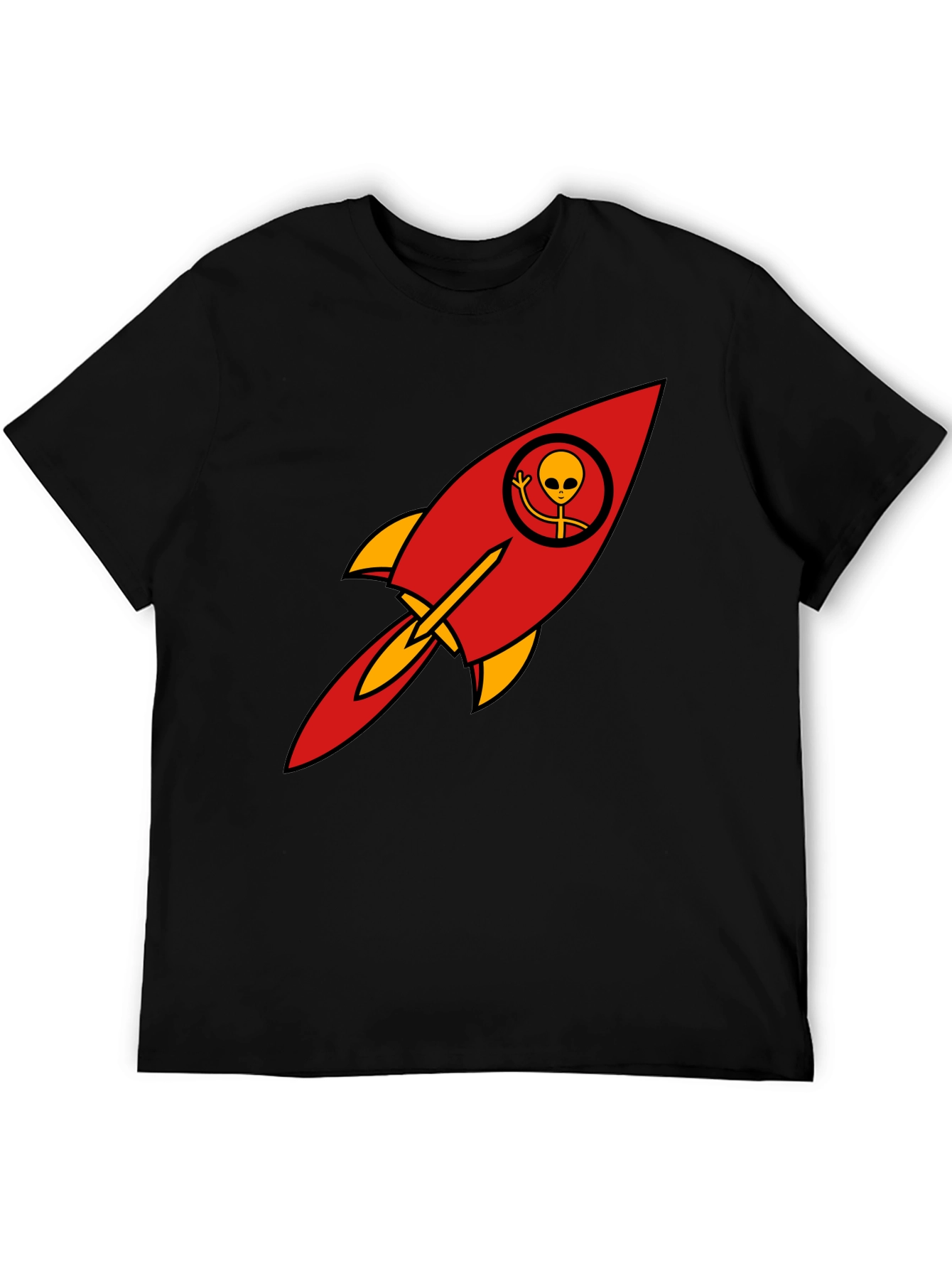 Alien Rocket T-Shirt - Black Cotton Blend Graphic Tee