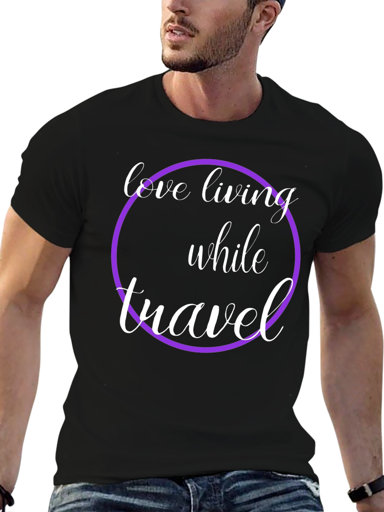 Love Living While Travel Black Graphic Tee
