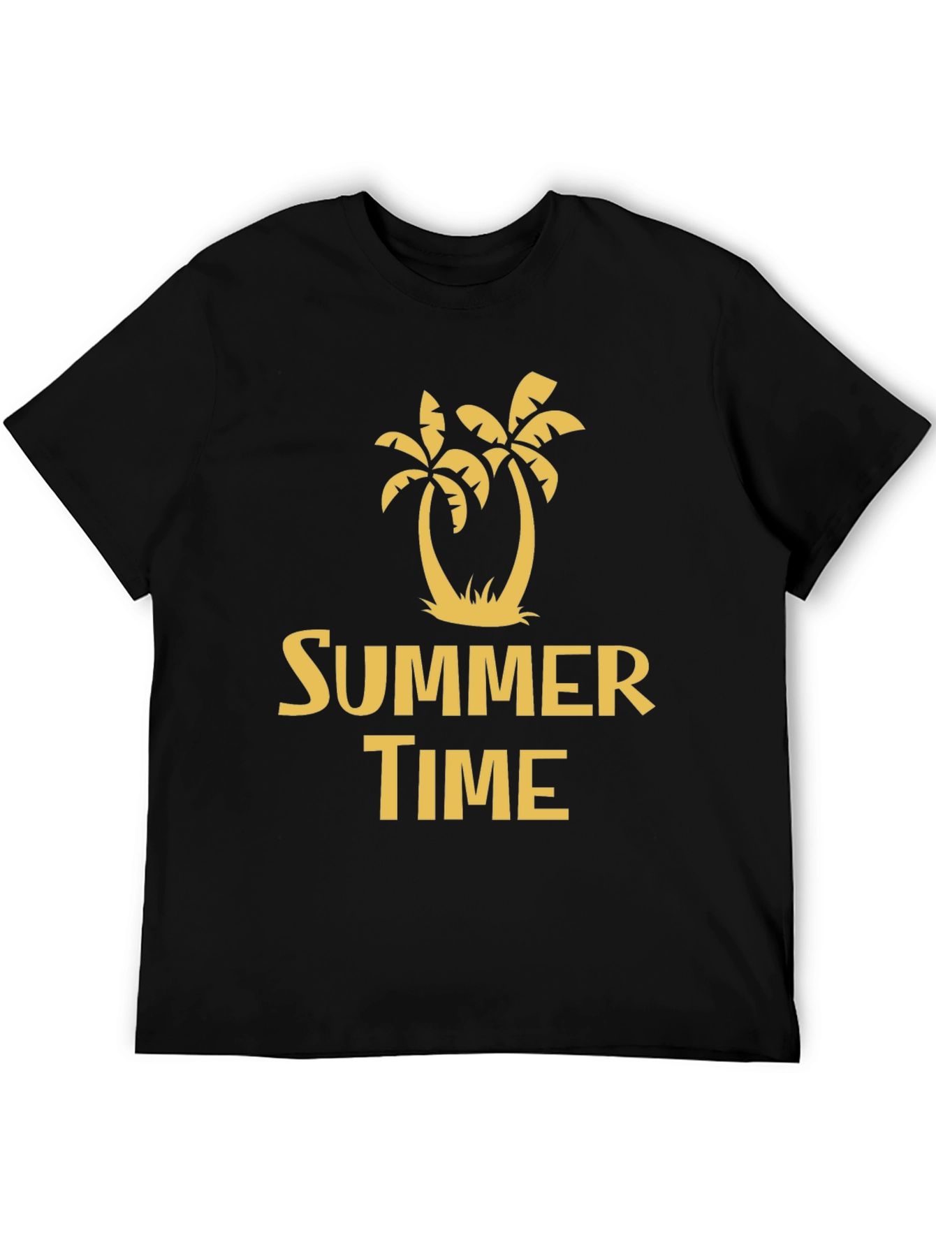 Summer Time Graphic Print Black T-Shirt