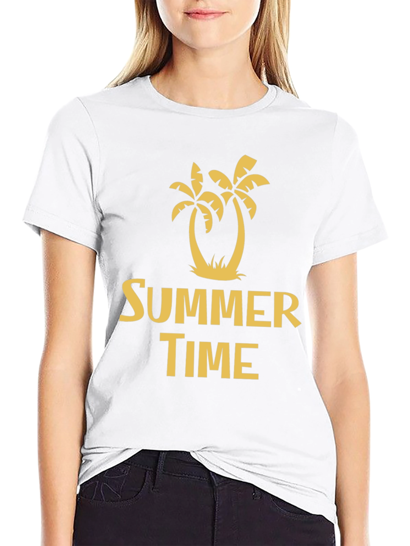 Summer Time Graphic Print Black T-Shirt
