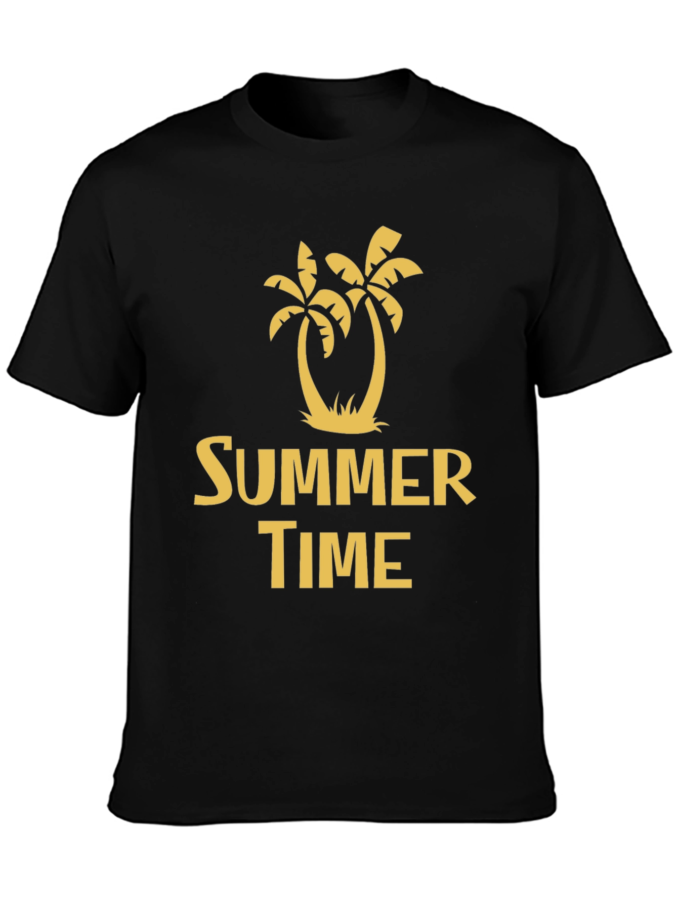 Summer Time Graphic Print Black T-Shirt