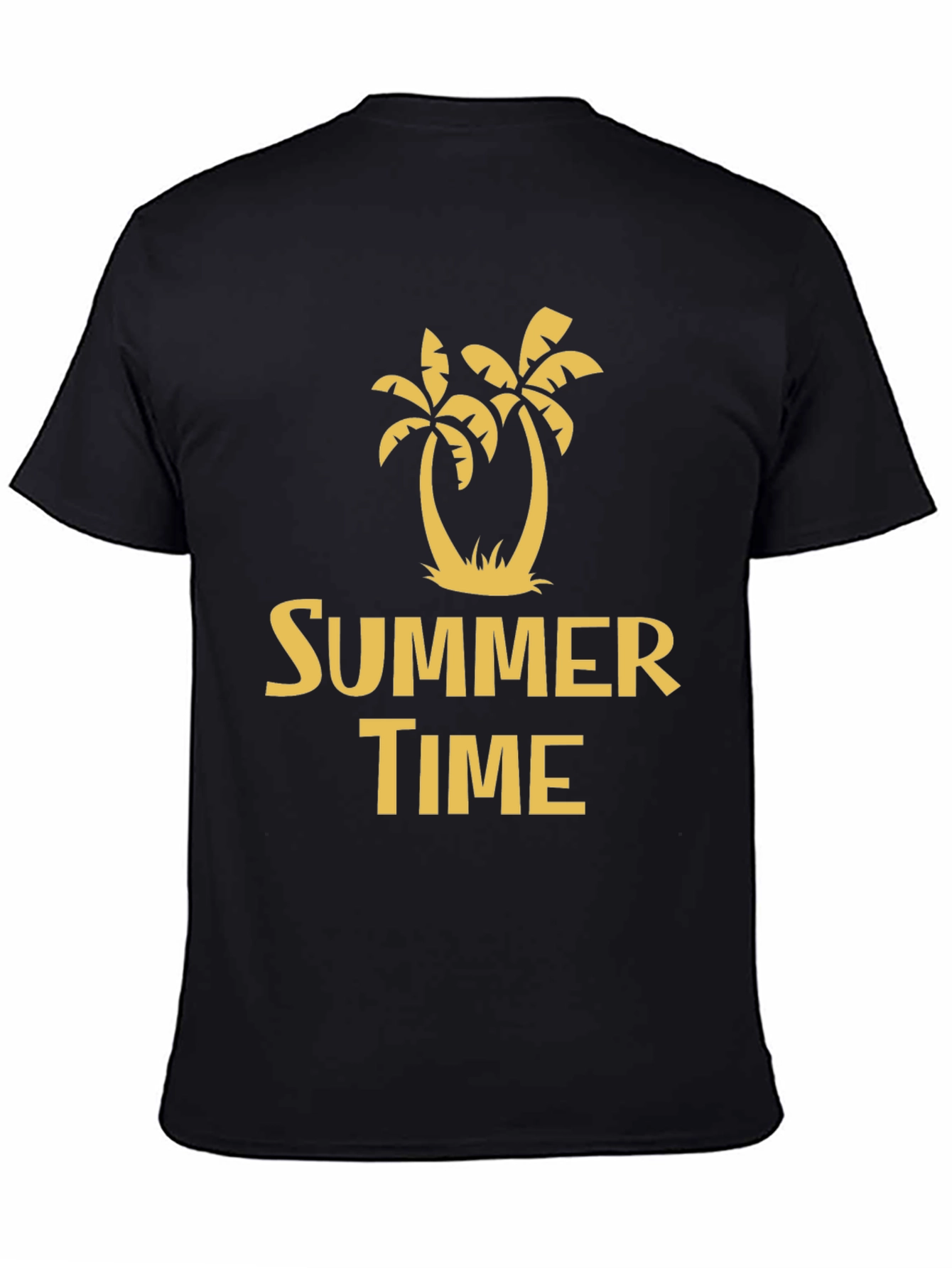 Summer Time Graphic Print Black T-Shirt