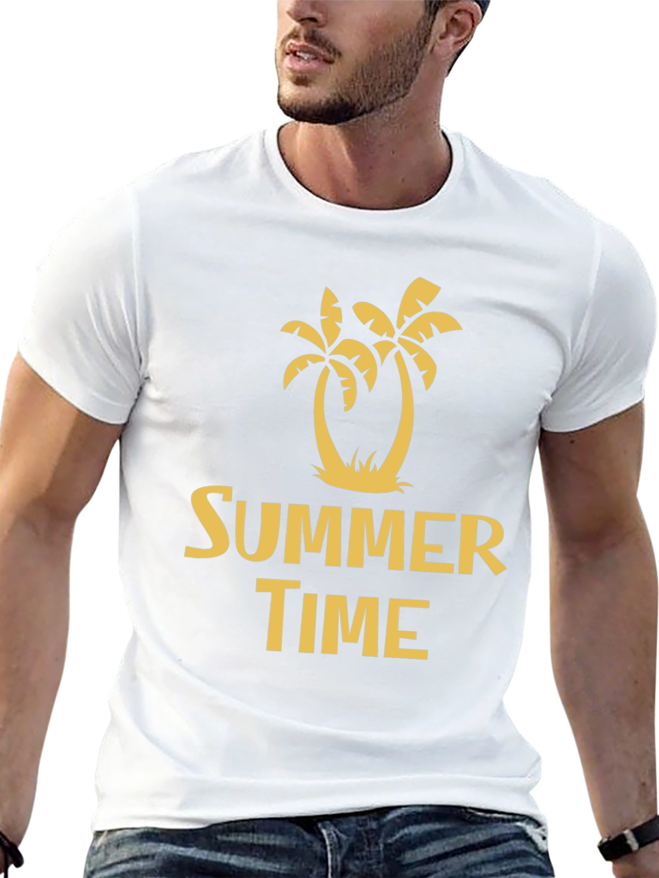 Summer Time Graphic Print Black T-Shirt
