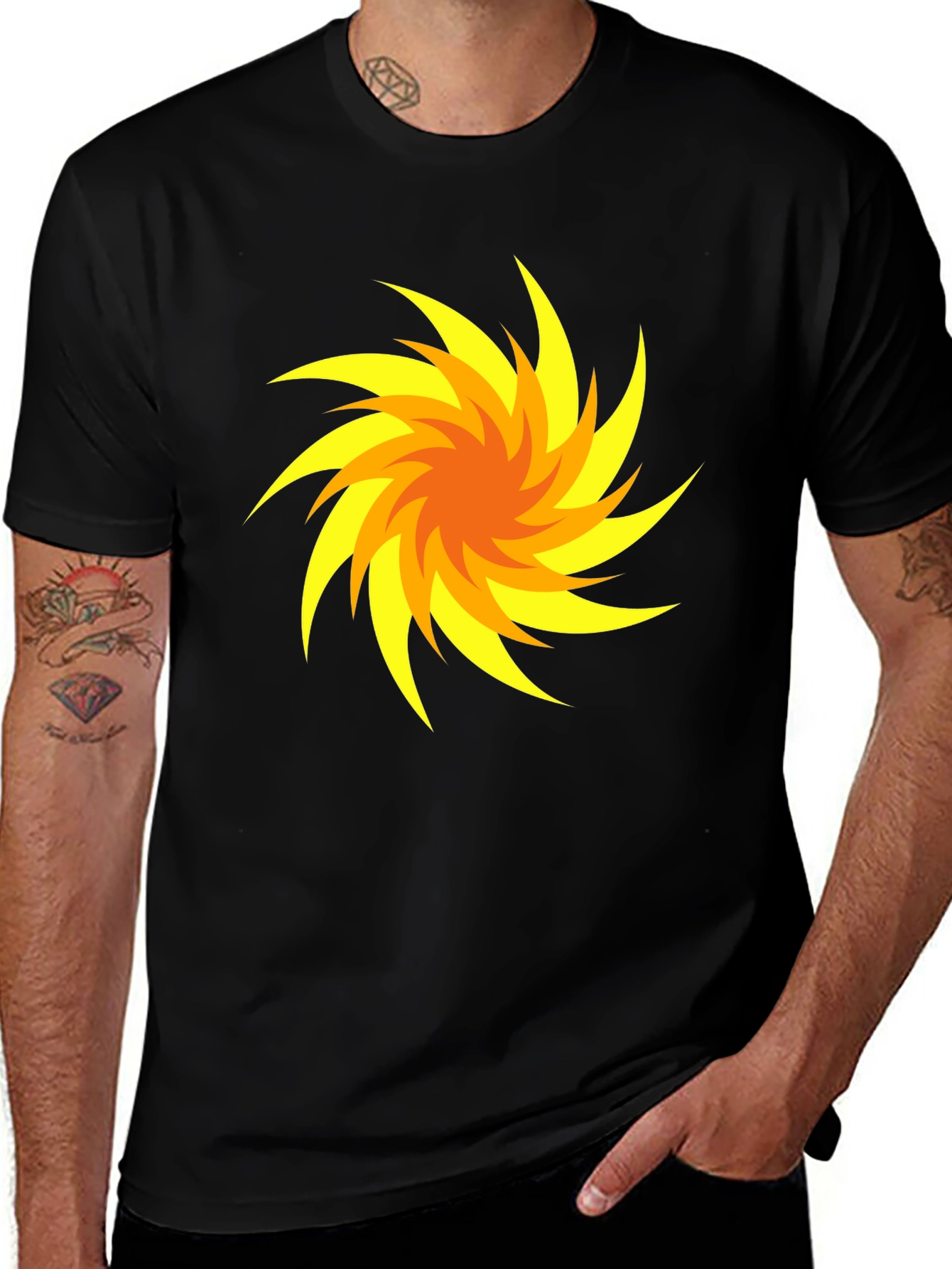 Swirl Design Black T-Shirt