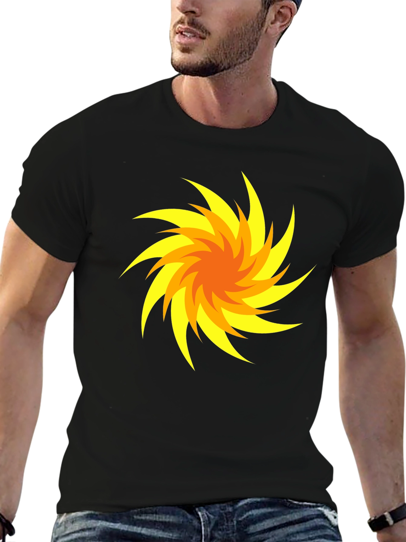 Swirl Design Black T-Shirt