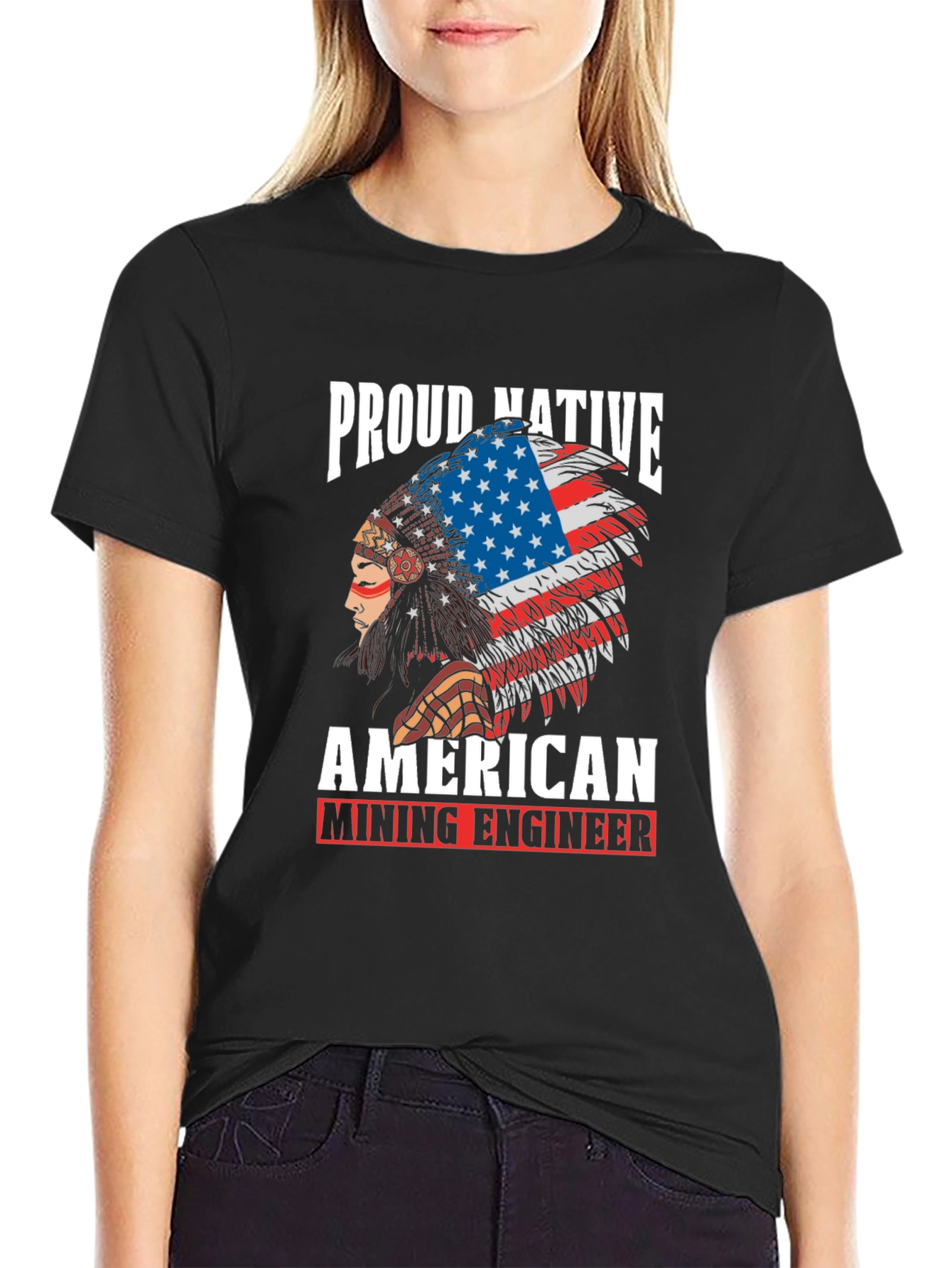 Proud Native American Mining Engineer Graphic T-Shirt