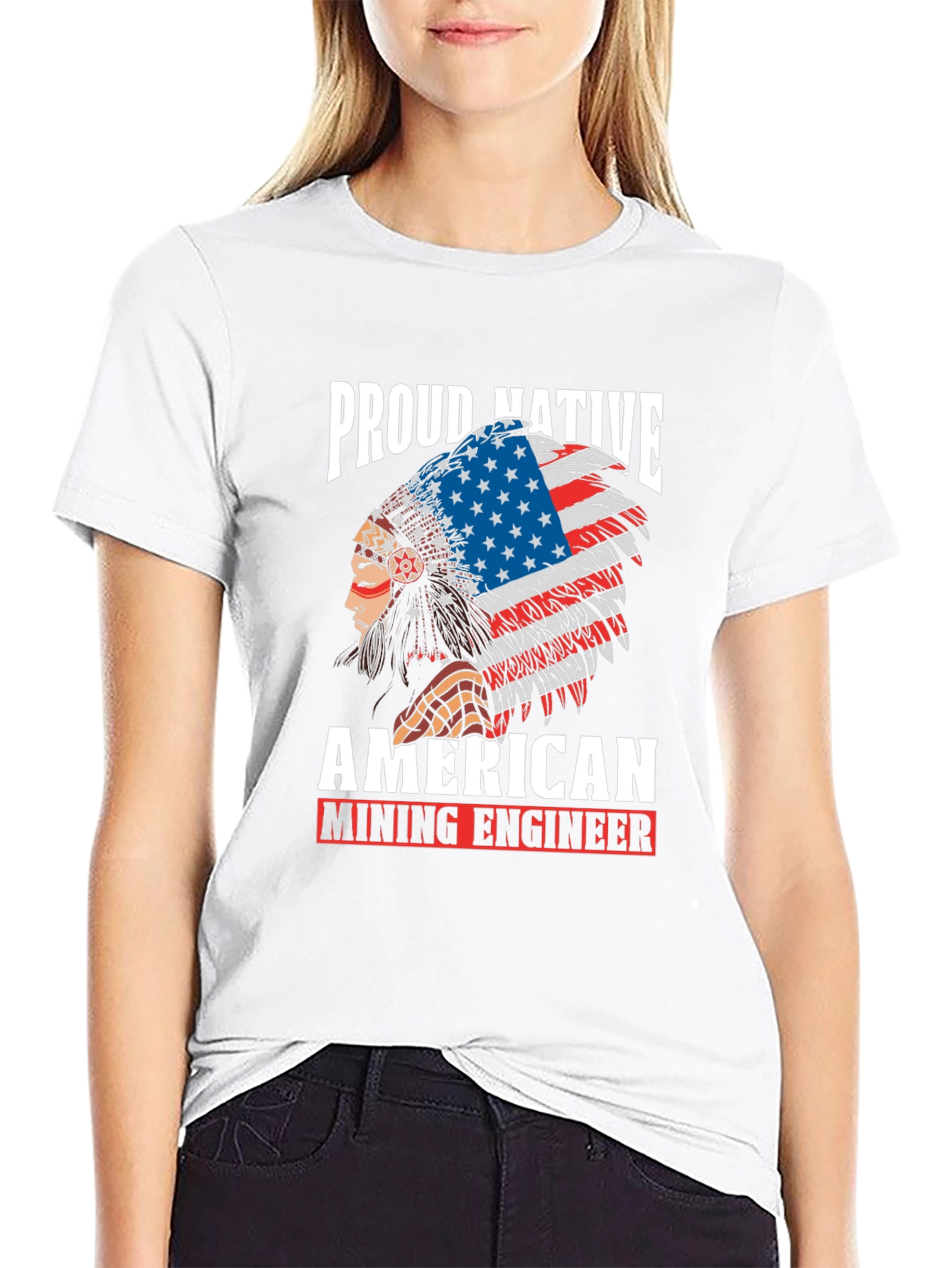 Proud Native American Mining Engineer Graphic T-Shirt