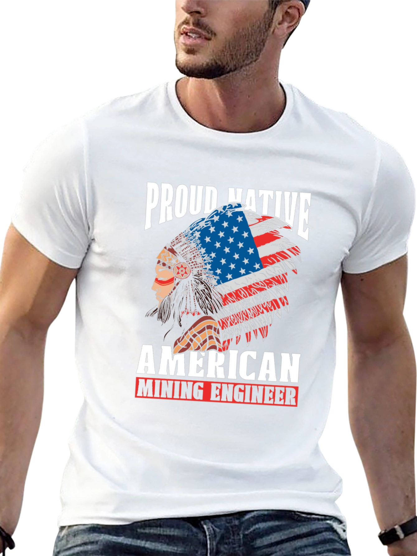 Proud Native American Mining Engineer Graphic T-Shirt