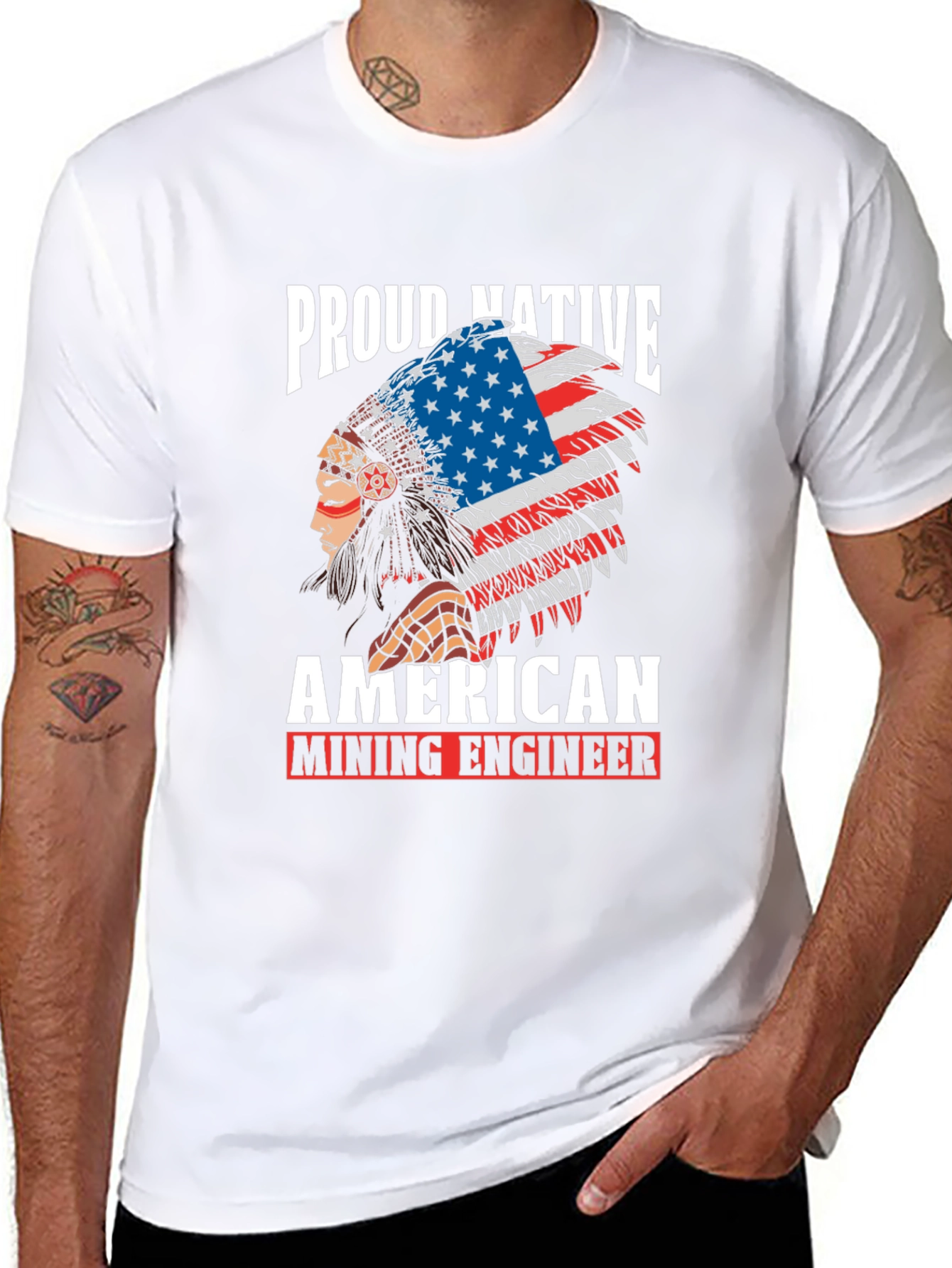 Proud Native American Mining Engineer Graphic T-Shirt