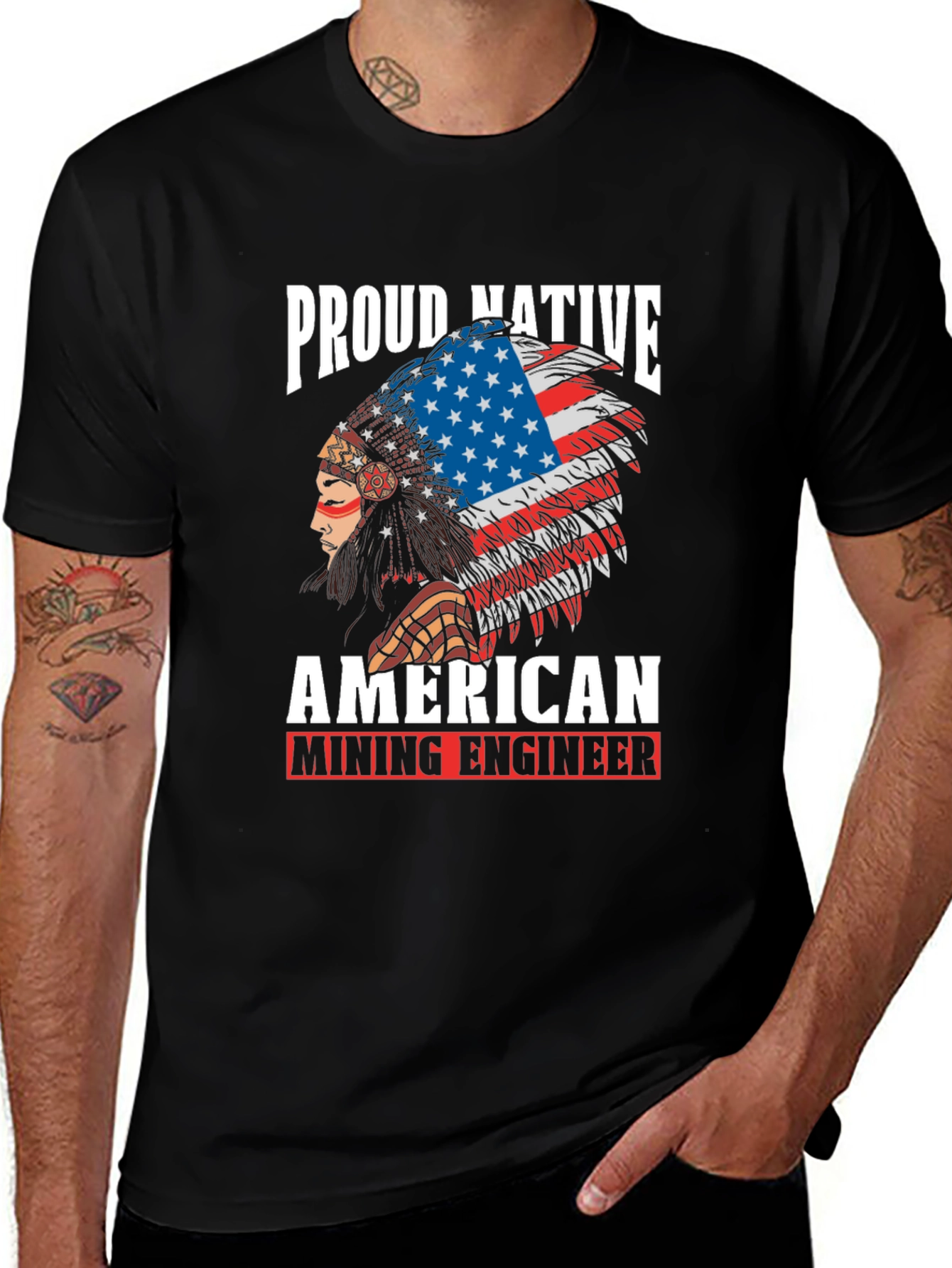 Proud Native American Mining Engineer Graphic T-Shirt