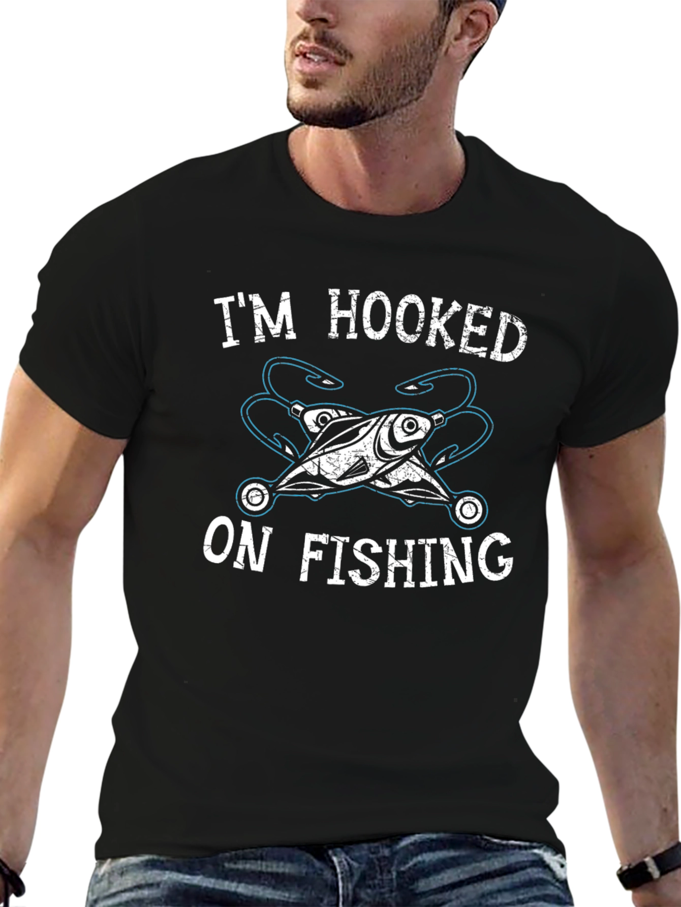 Im Hooked On Fishing Graphic Tee - Black