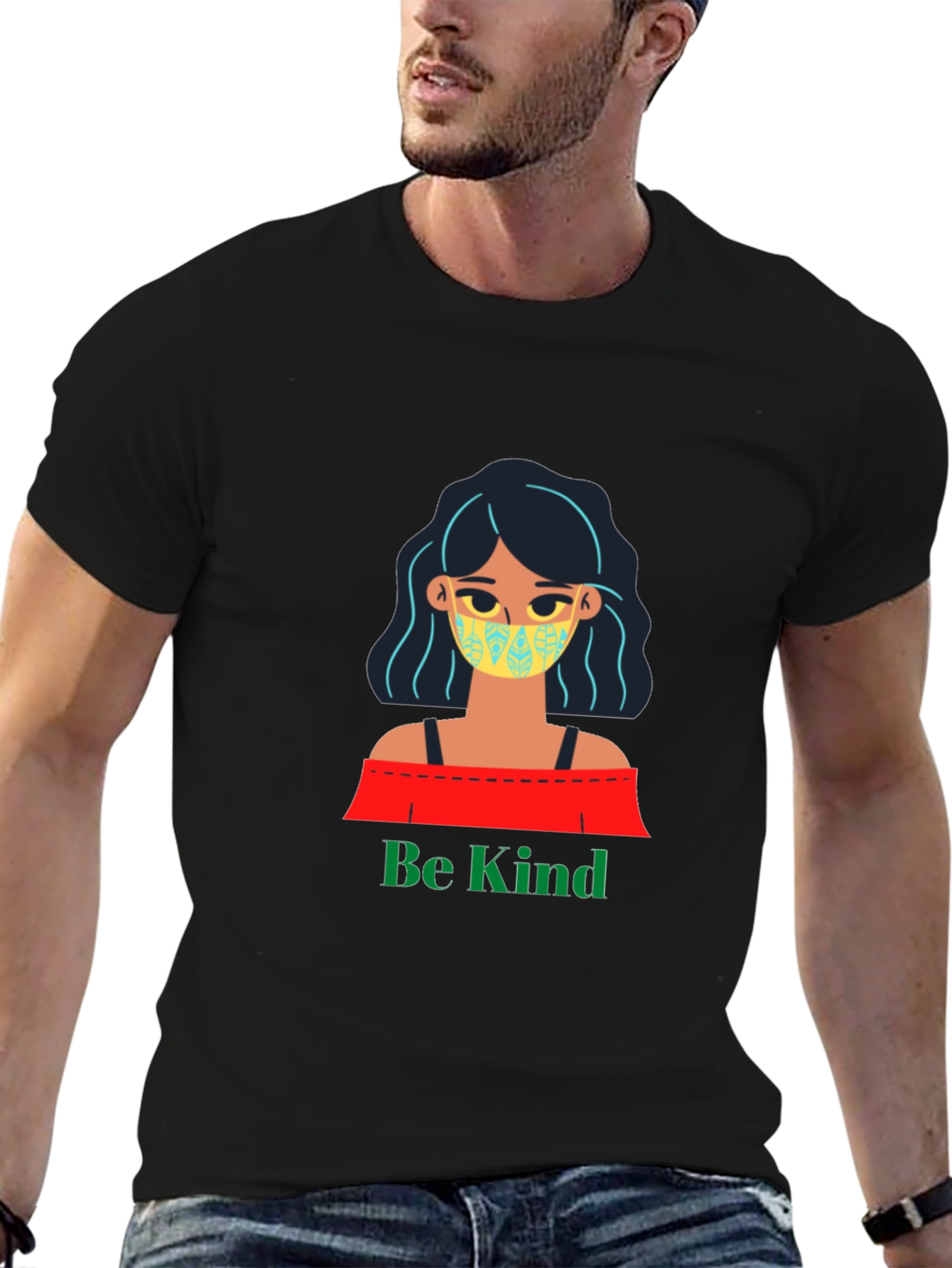 Be Kind Graphic Tee - Black Cotton T-Shirt