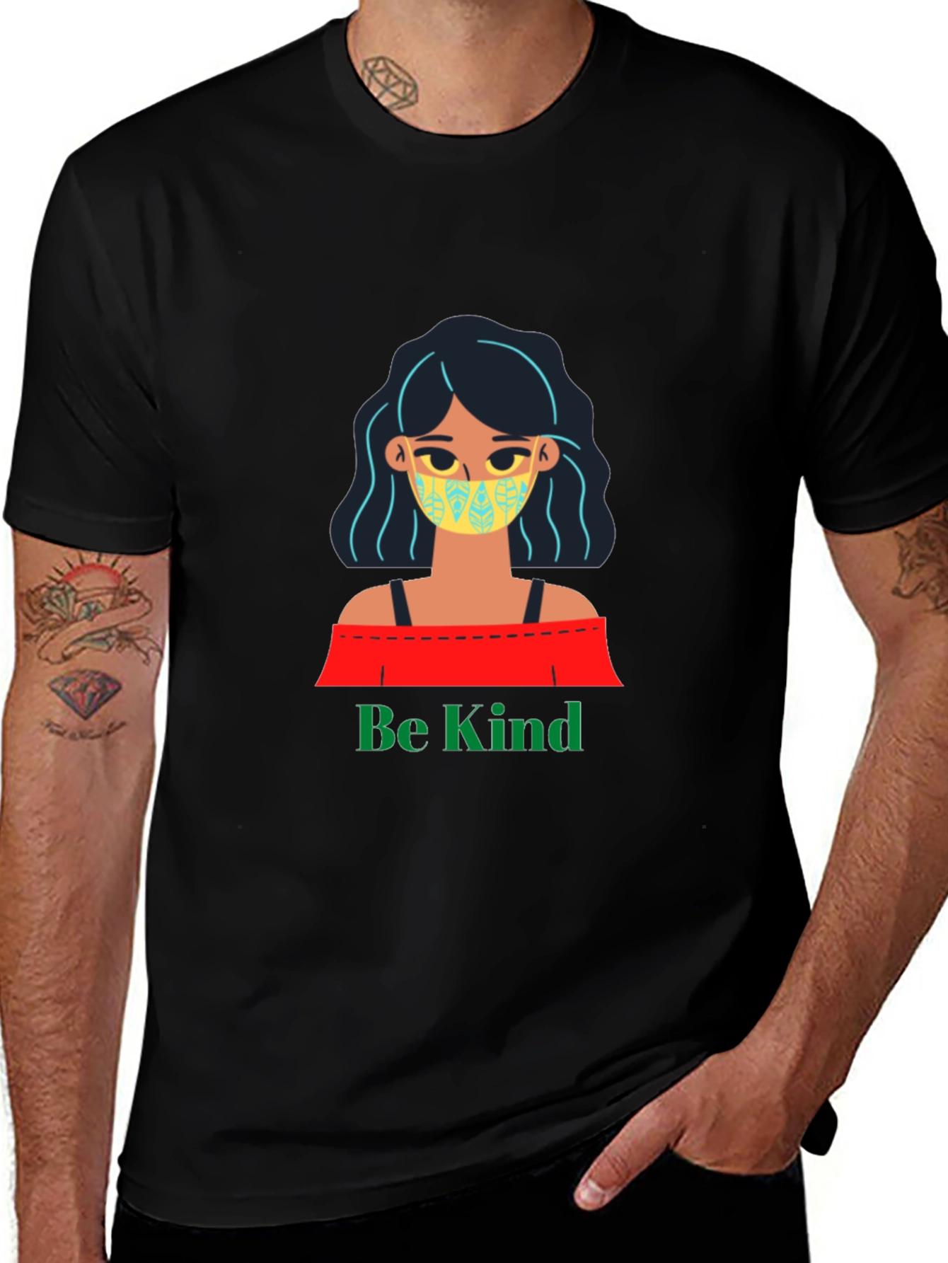 Be Kind Graphic Tee - Black Cotton T-Shirt