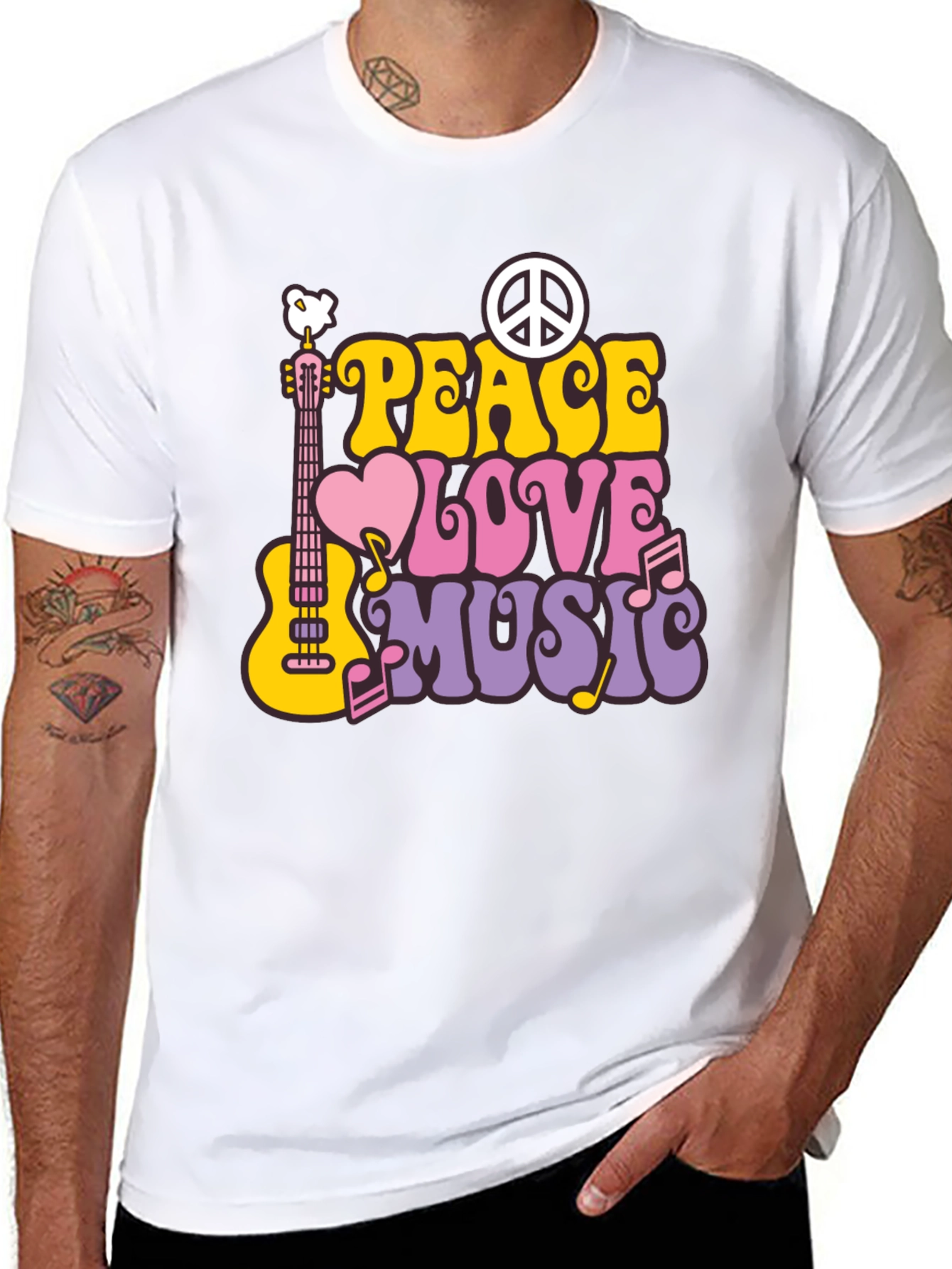 Peace Love Music Retro T-Shirt
