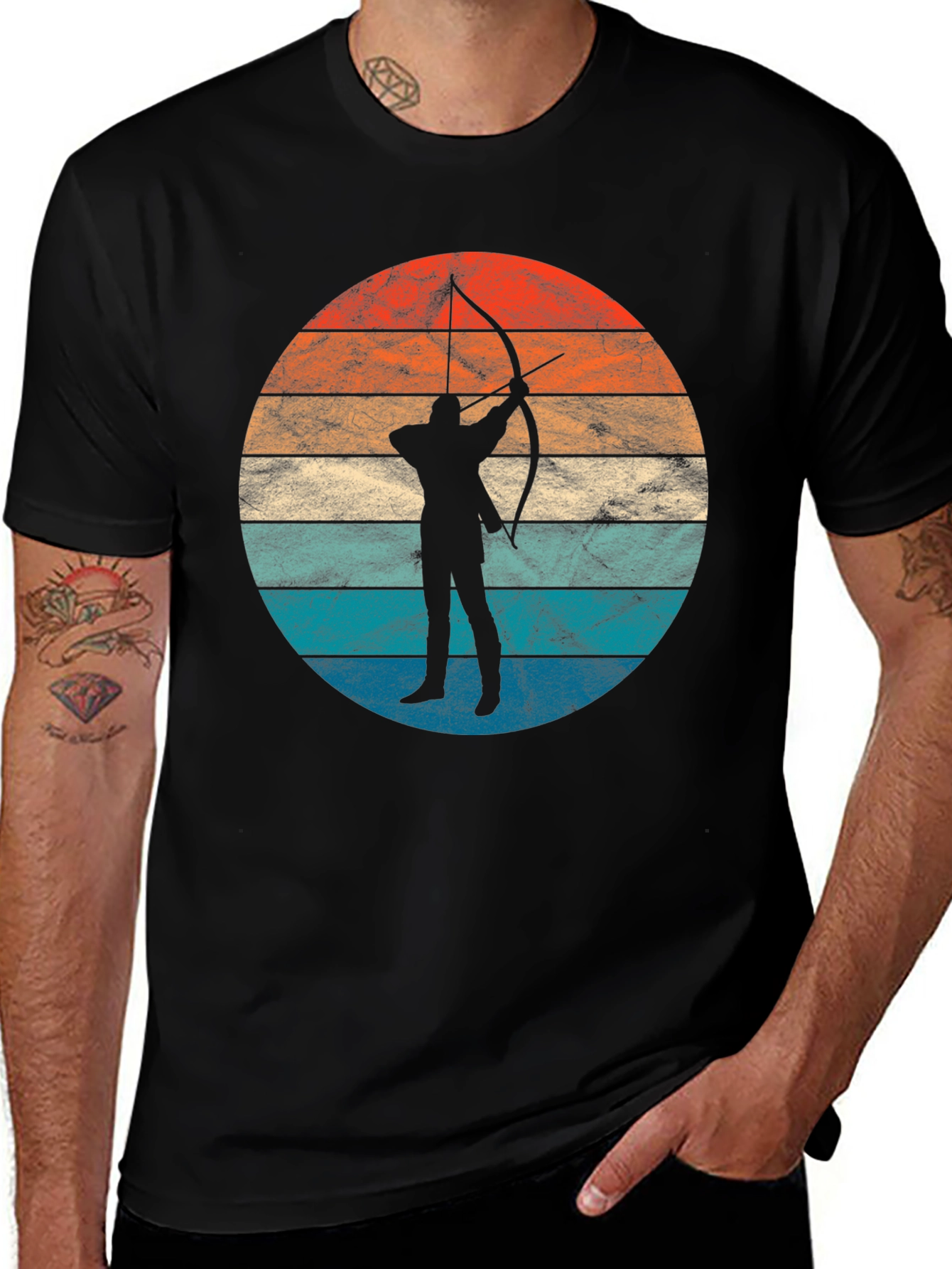 Archery Sunset Silhouette Tee - Retro Archer T-Shirt