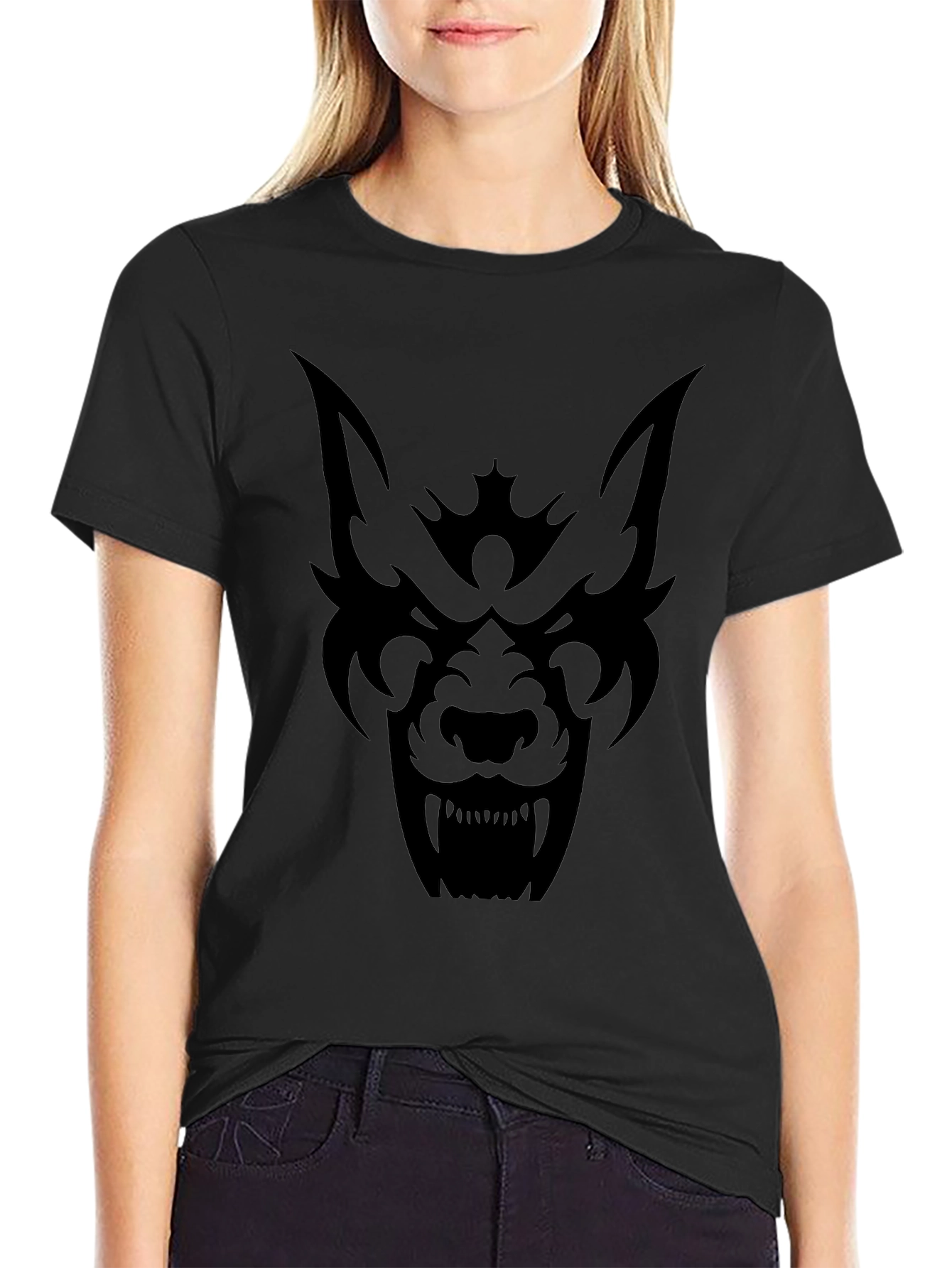 Black Wolf Graphic Print Tee