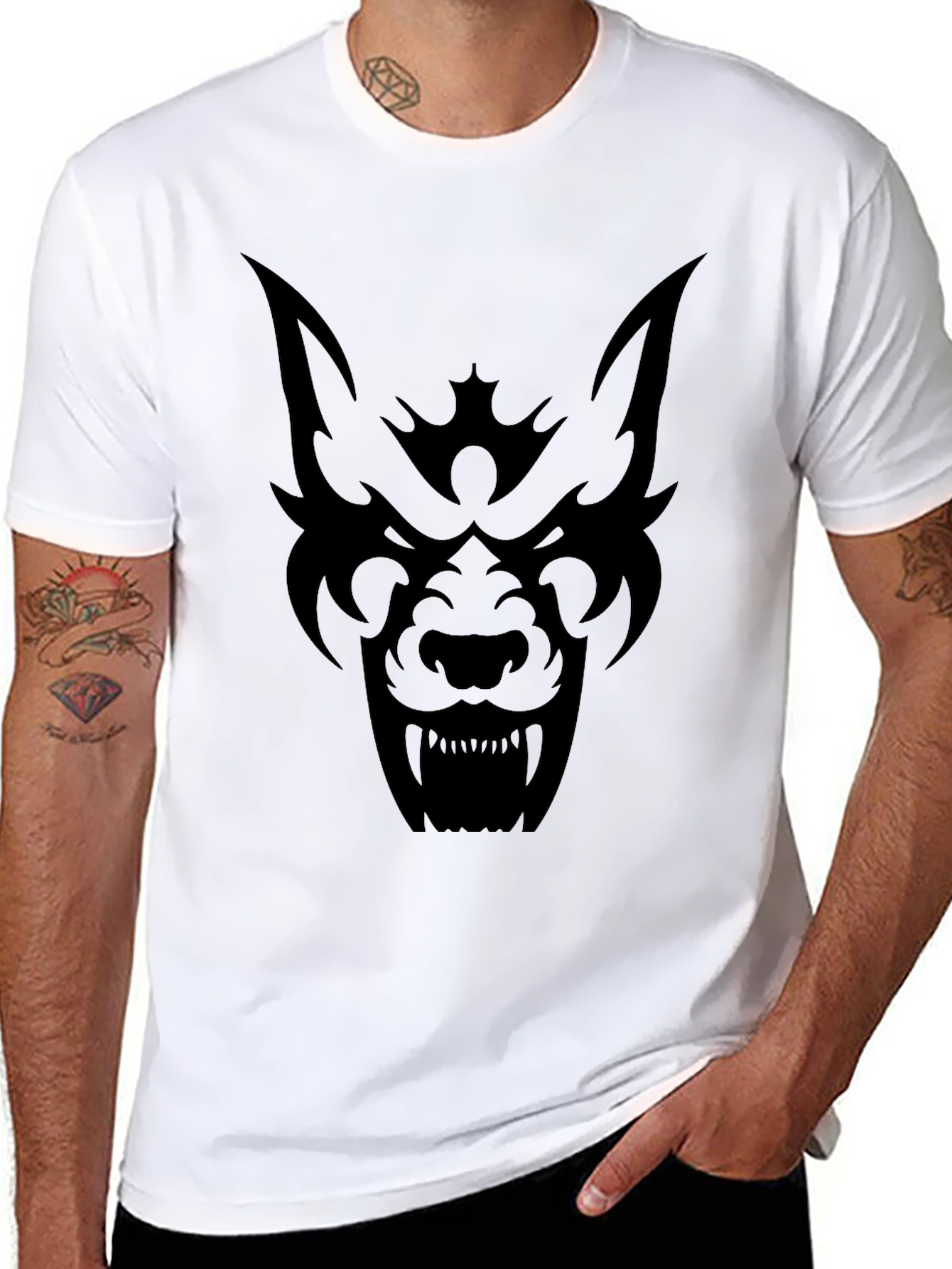 Black Wolf Graphic Print Tee