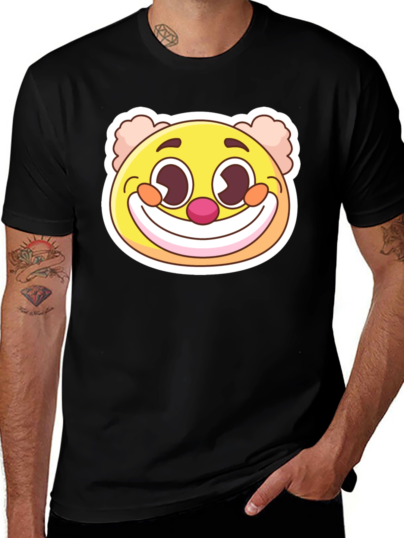 Smiling Clown Graphic T-Shirt - Black