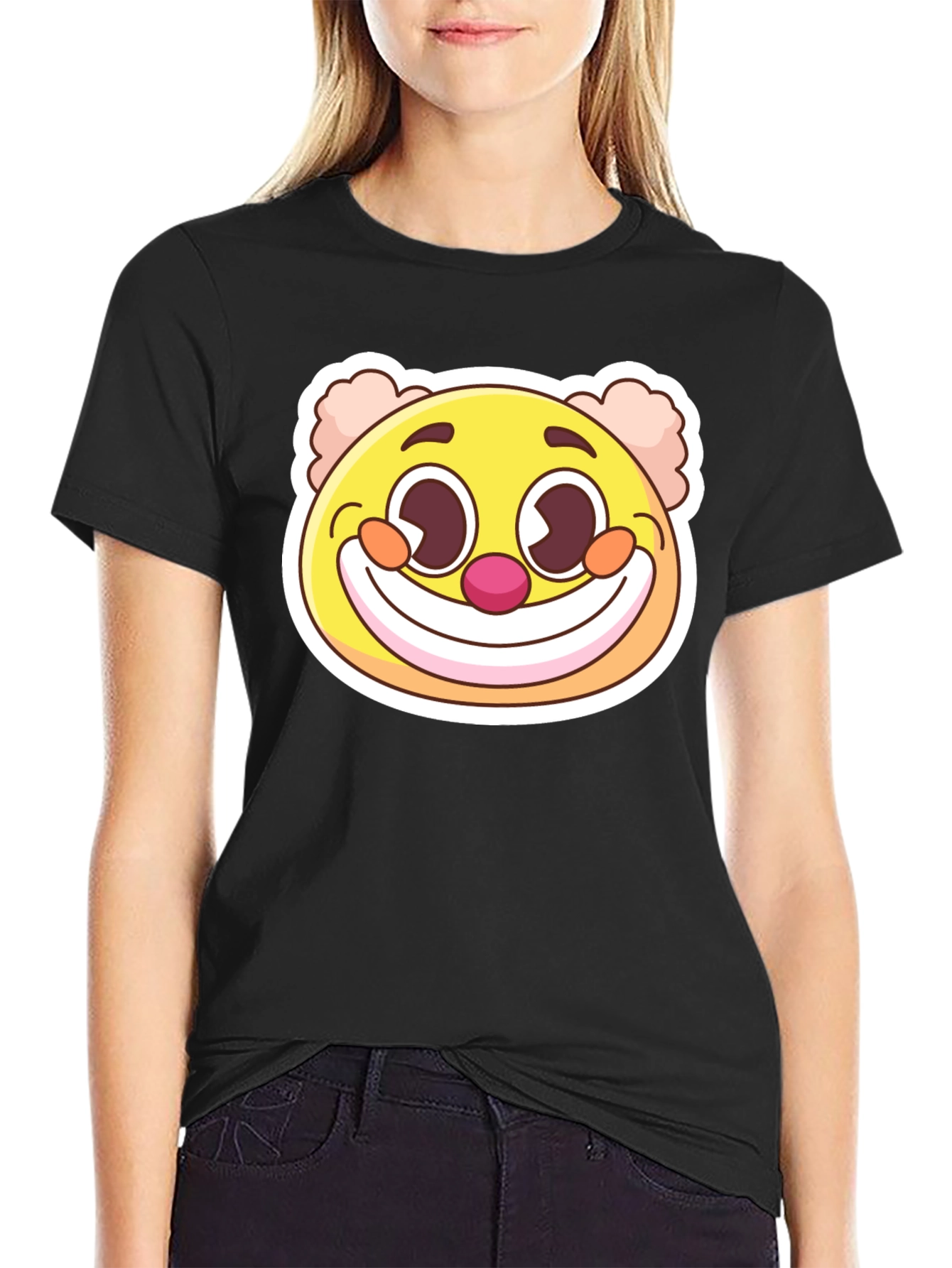 Smiling Clown Graphic T-Shirt - Black