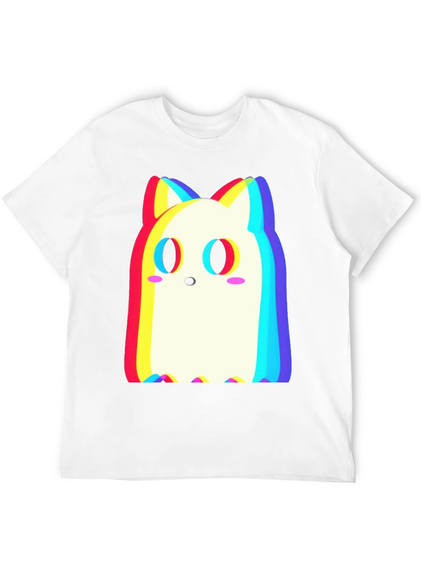 Cute Ghost Cat T-Shirt - Glitch Style